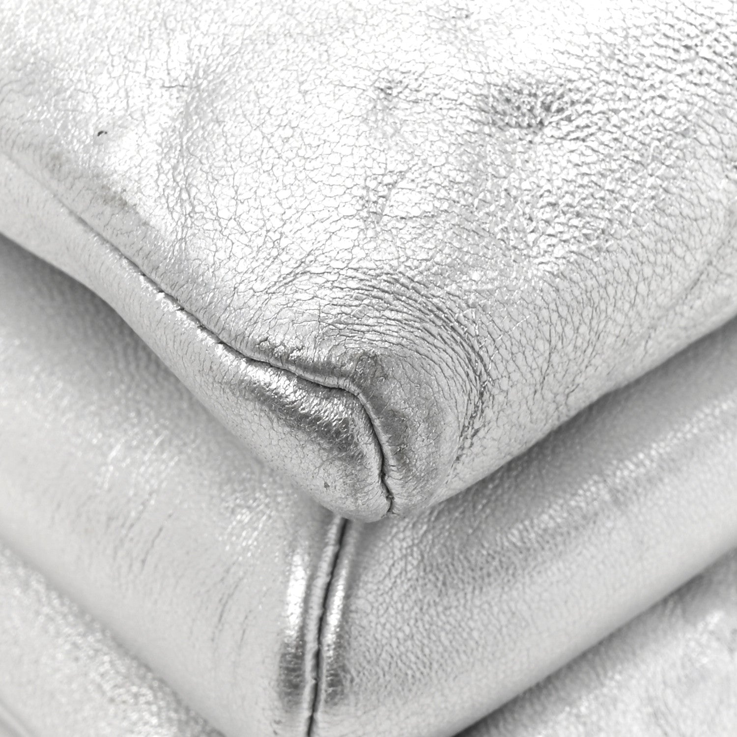 Metallic Lambskin Embossed Monogram Coussin PM Silver