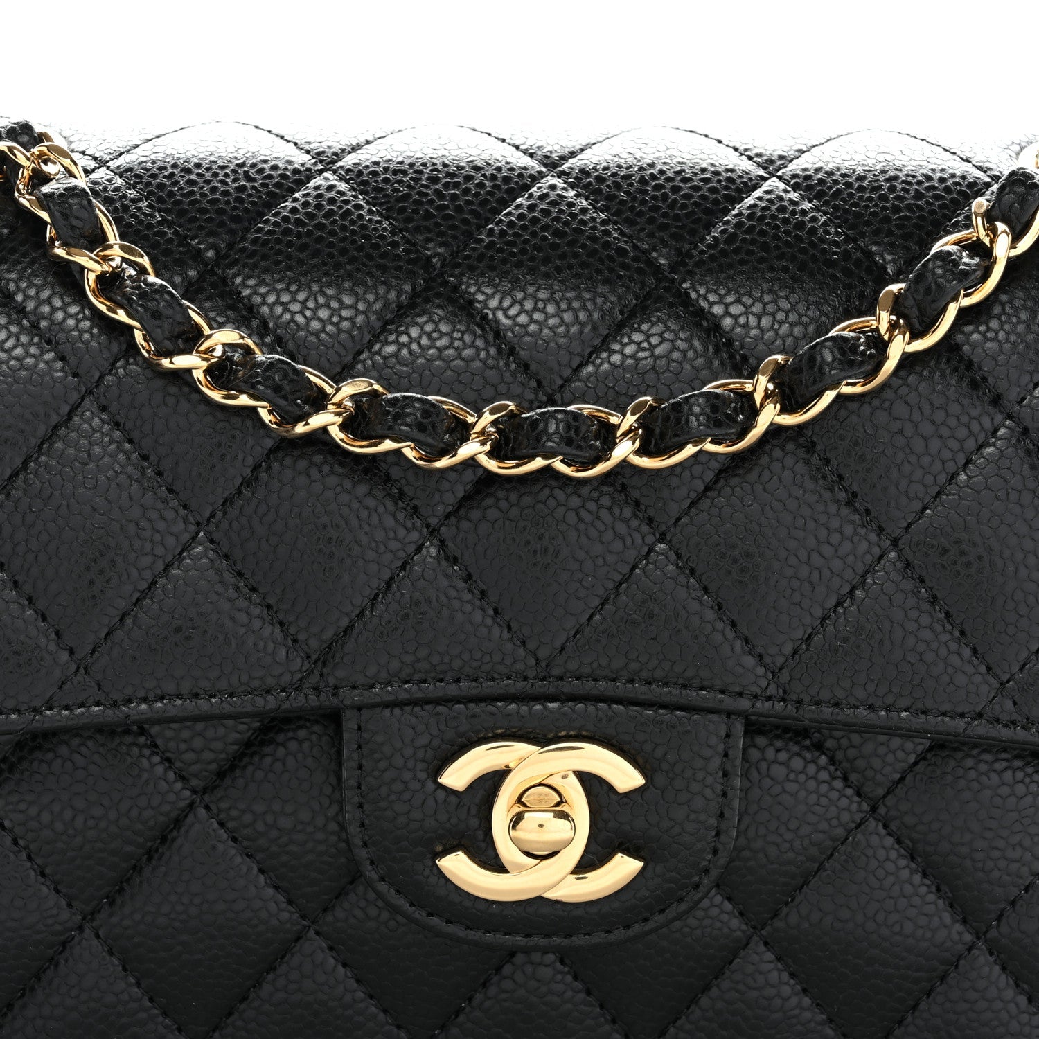 Caviar Quilted Small Double Flap Black