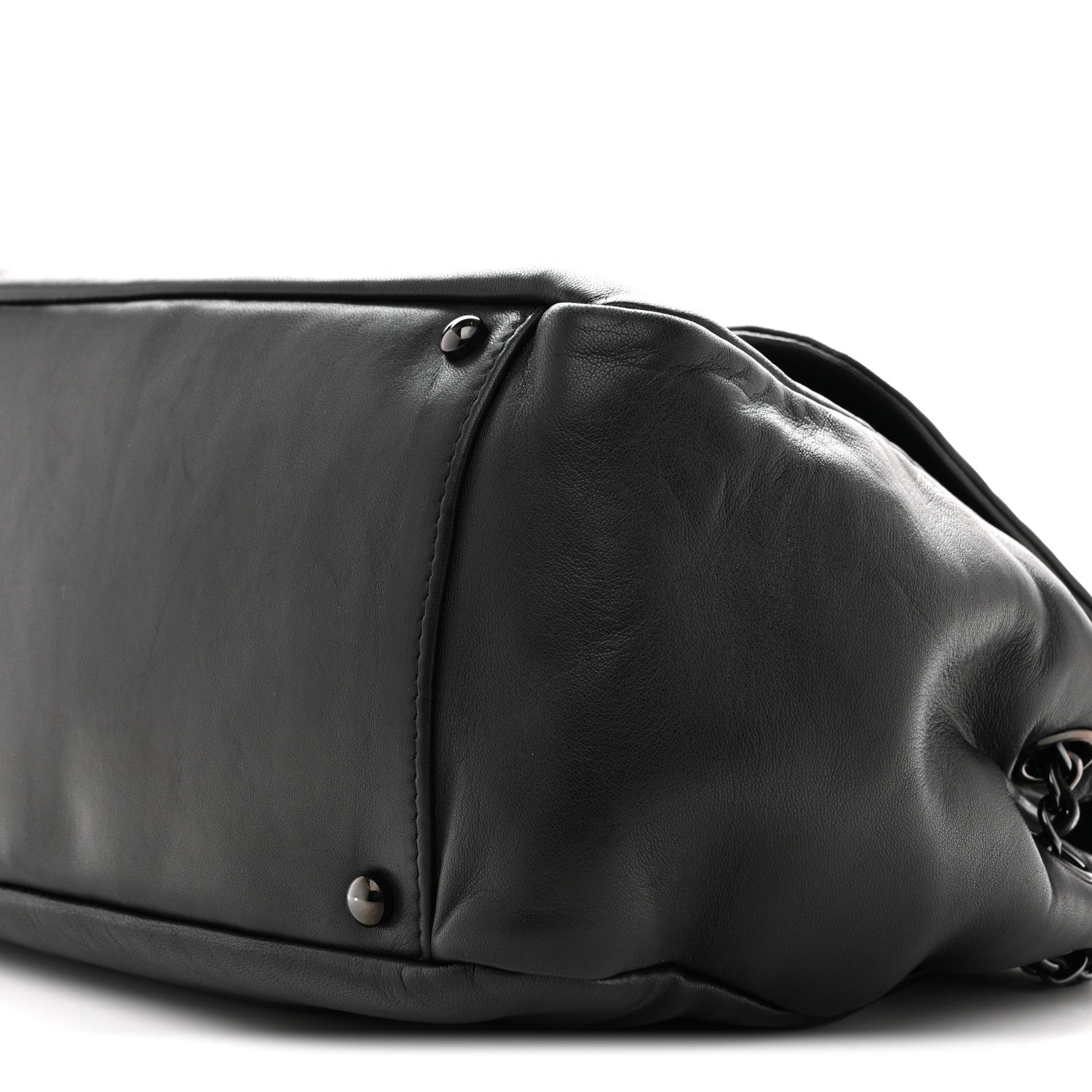 Lambskin Studded Accordion CC Flap Black