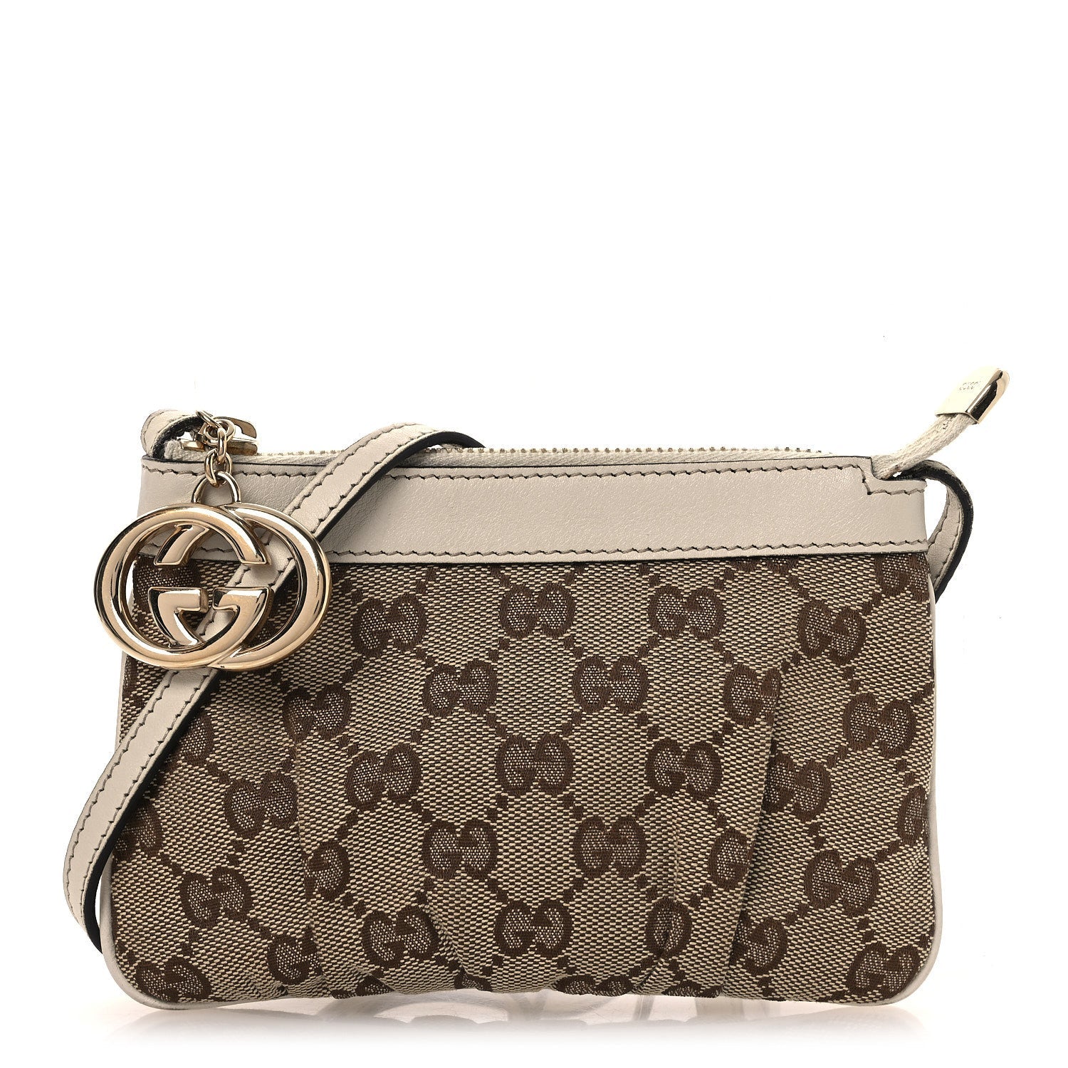 Monogram GG Heart Charm Crossbody Pochette White