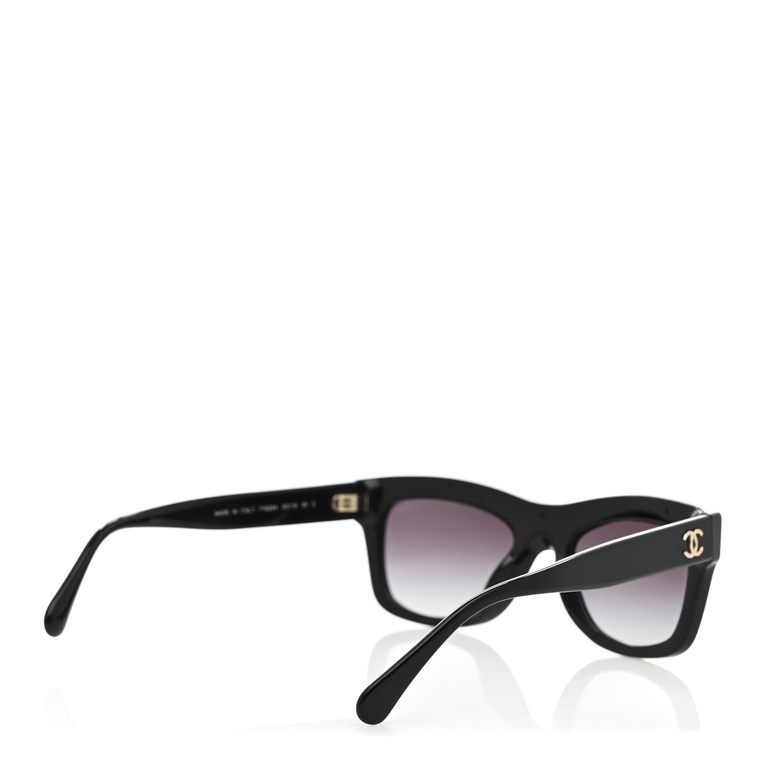Acetate Calfskin Chain Rectangle Sunglasses 71626A Black