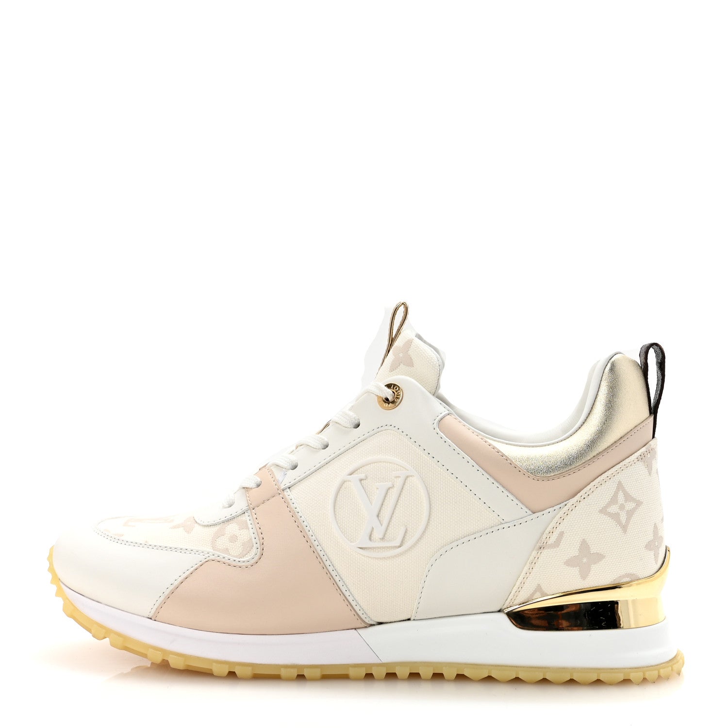 Monogram Calfskin Run Away Sneakers 40.5 Beige Gold