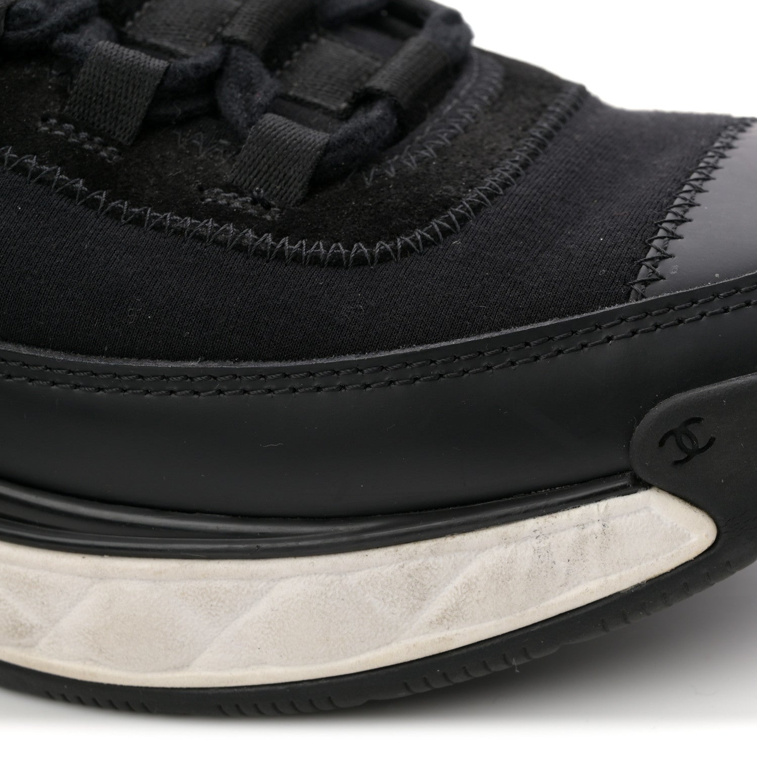 Velvet Calfskin Mixed Fibers CC Sneakers 40 Black