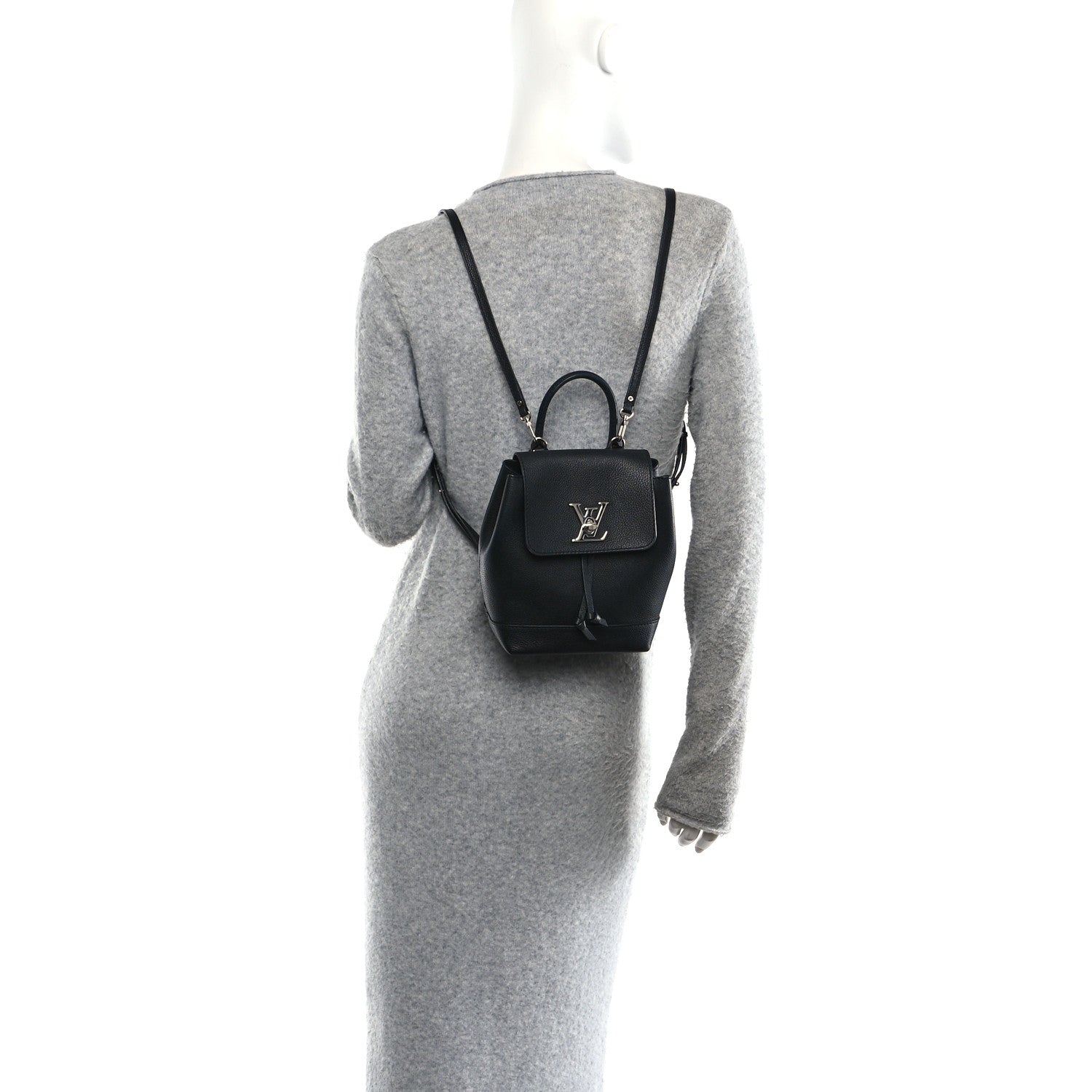 Calfskin Lockme Mini Backpack Black