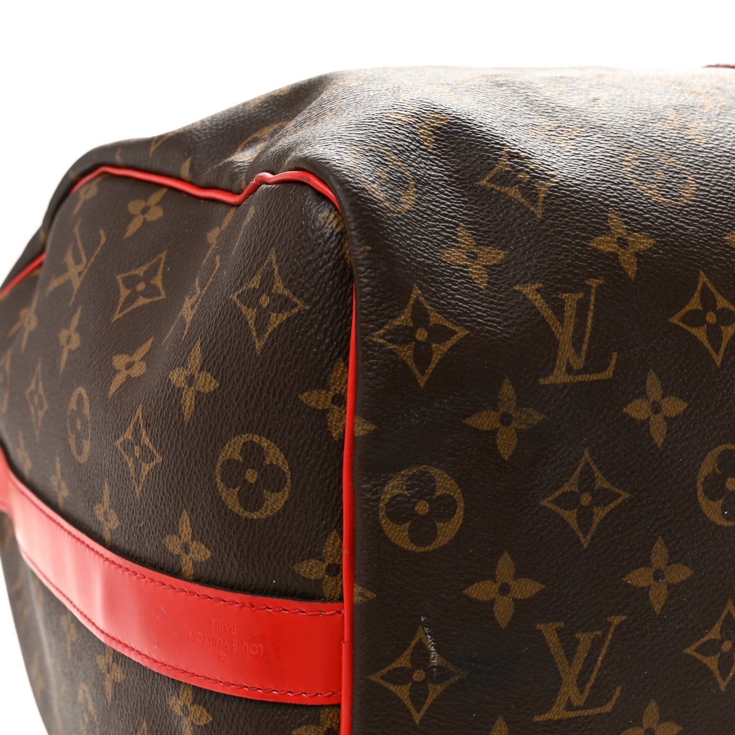 Calfskin Monogram Keepall Bandouliere 50 Coquelicot