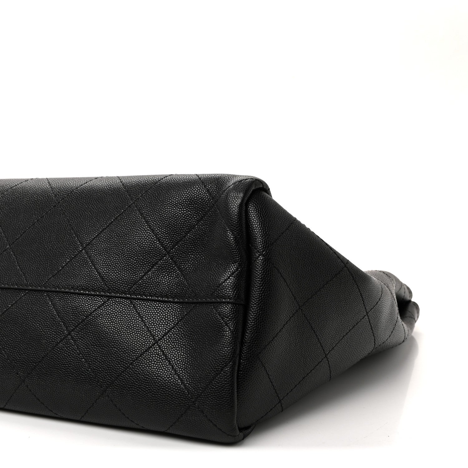 Caviar Stitched Large Shopping Tote Black