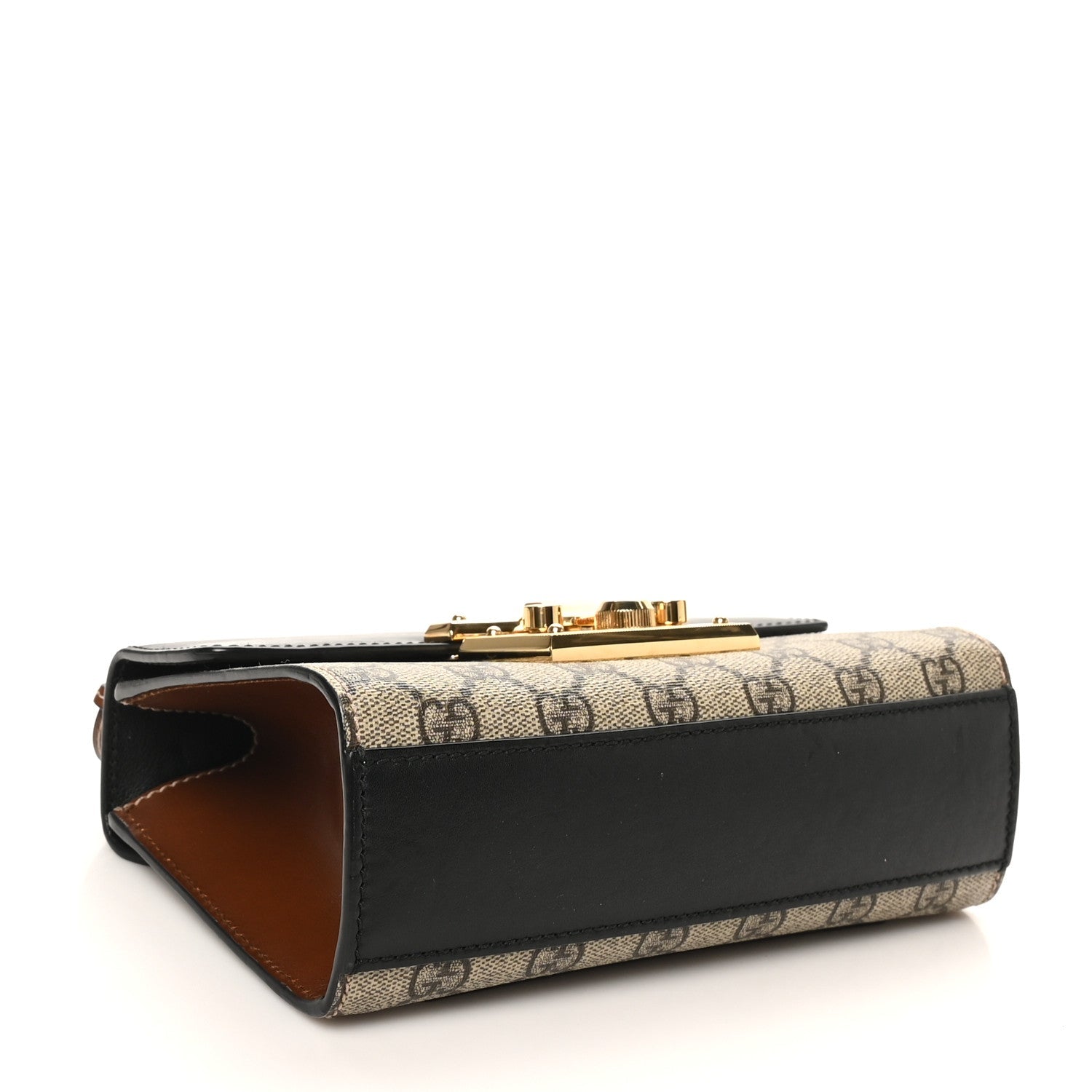 GG Supreme Monogram Calfskin Small Padlock Shoulder Bag Beige Black Cuir