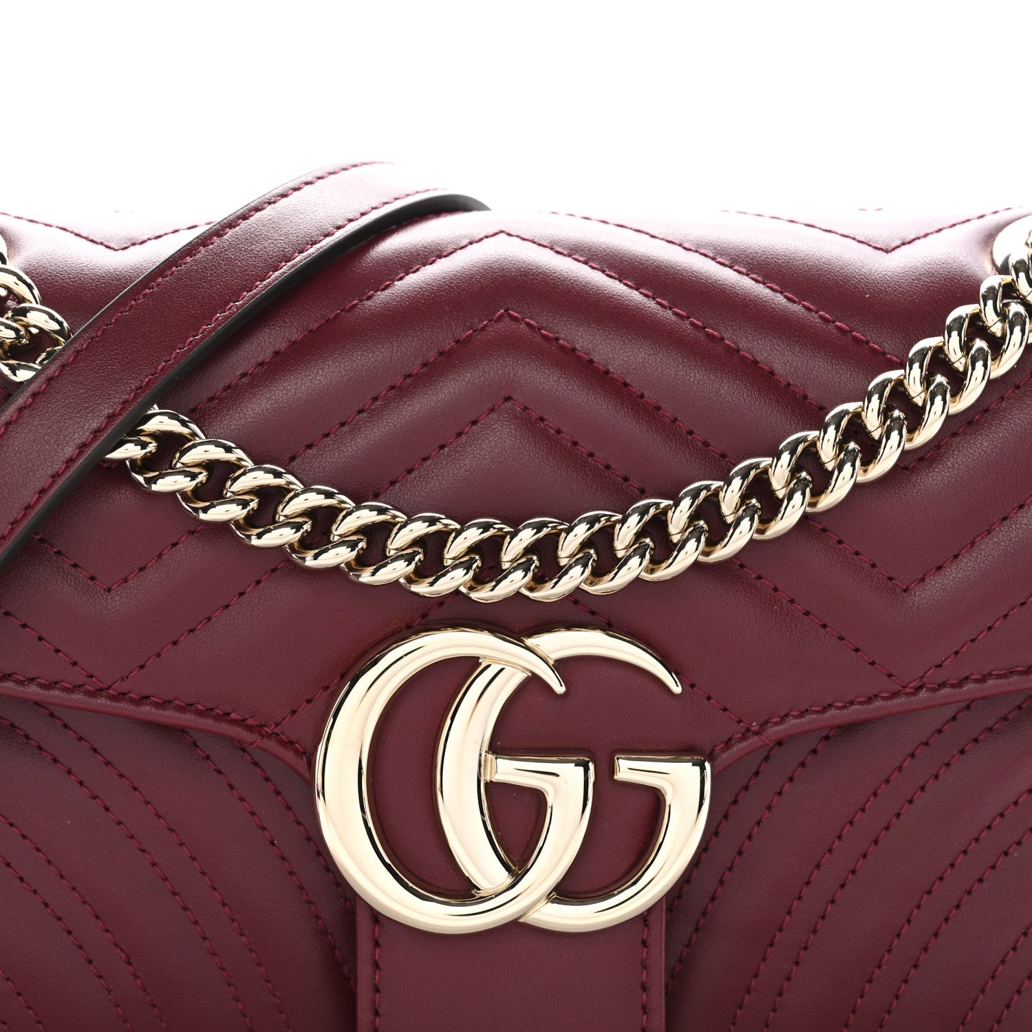 Calfskin Matelasse Medium GG Marmont Shoulder Bag Ancora Red