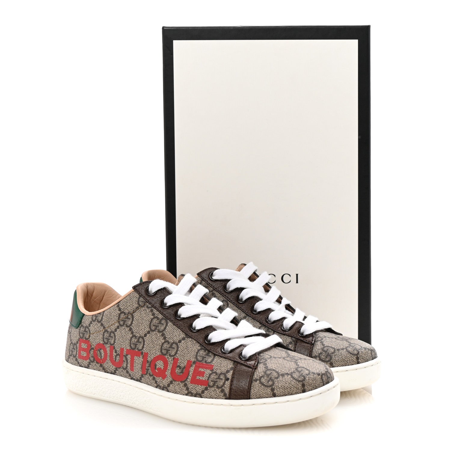 GG Supreme Monogram Boutique Ace Sneakers 35 Brown
