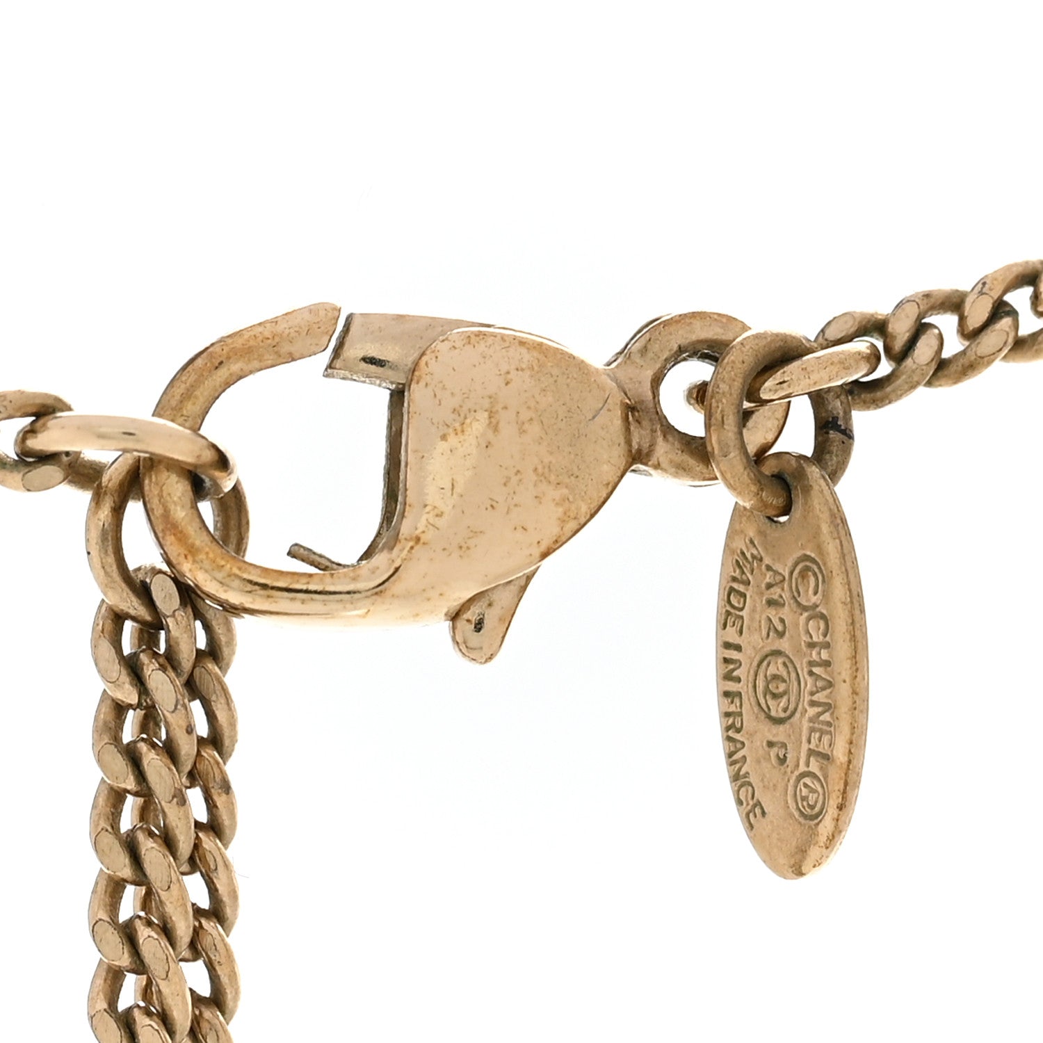 Pearl Crystal CC Chain Necklace Gold Pink