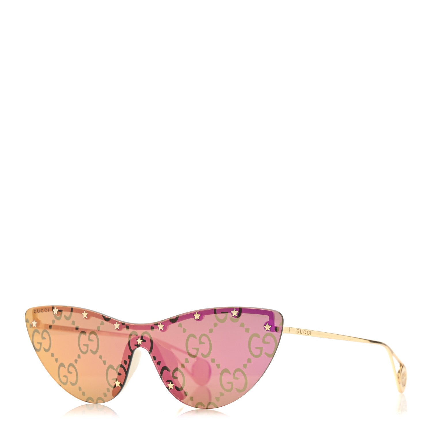 Metal Rimless Star Studded Monogram 90mm Cat Eye GG0666S Sunglasses Mirror Purple