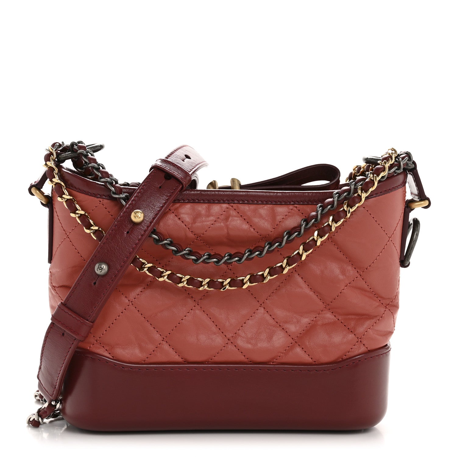 Aged Calfskin Quilted Small Gabrielle Hobo Red
