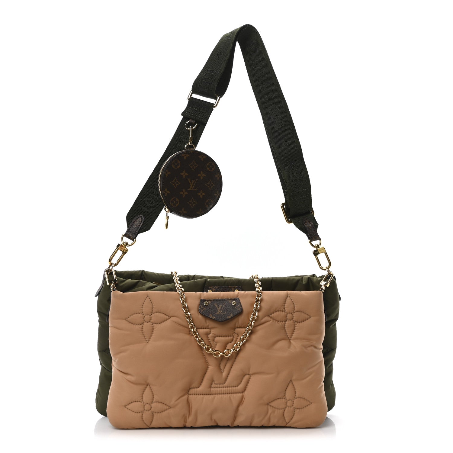 Econyl Monogram Pillow Maxi Multi Pochette Accessories Kaki Beige