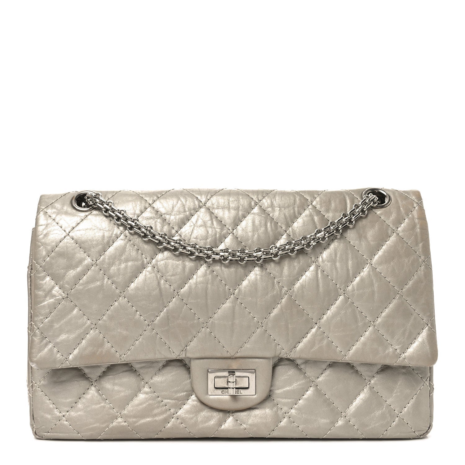 Metallic Aged Calfskin Quilted 2.55 Reissue 226 Flap Grey