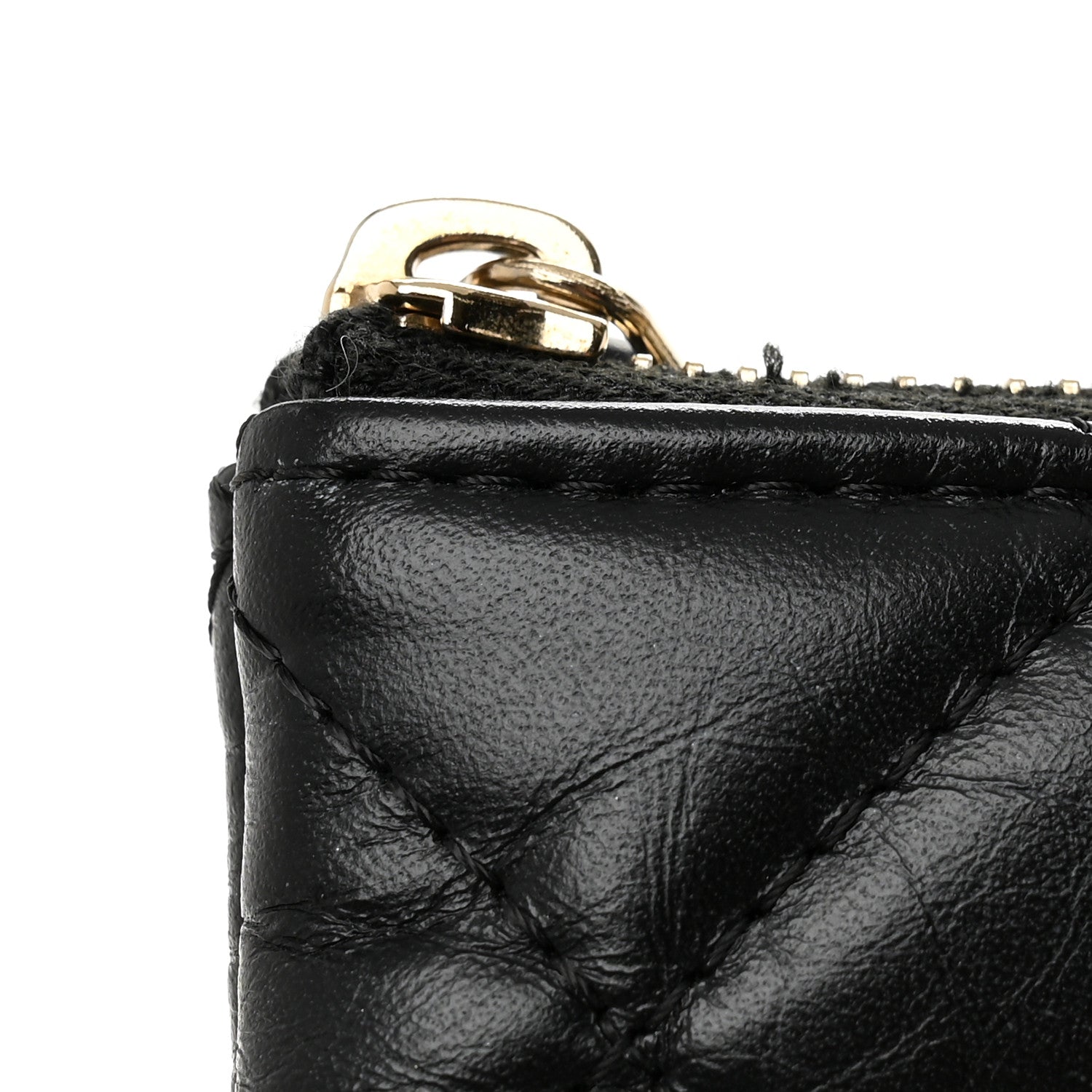 Aged Calfskin Quilted Medium Lucky Charms Cosmetic Case Black