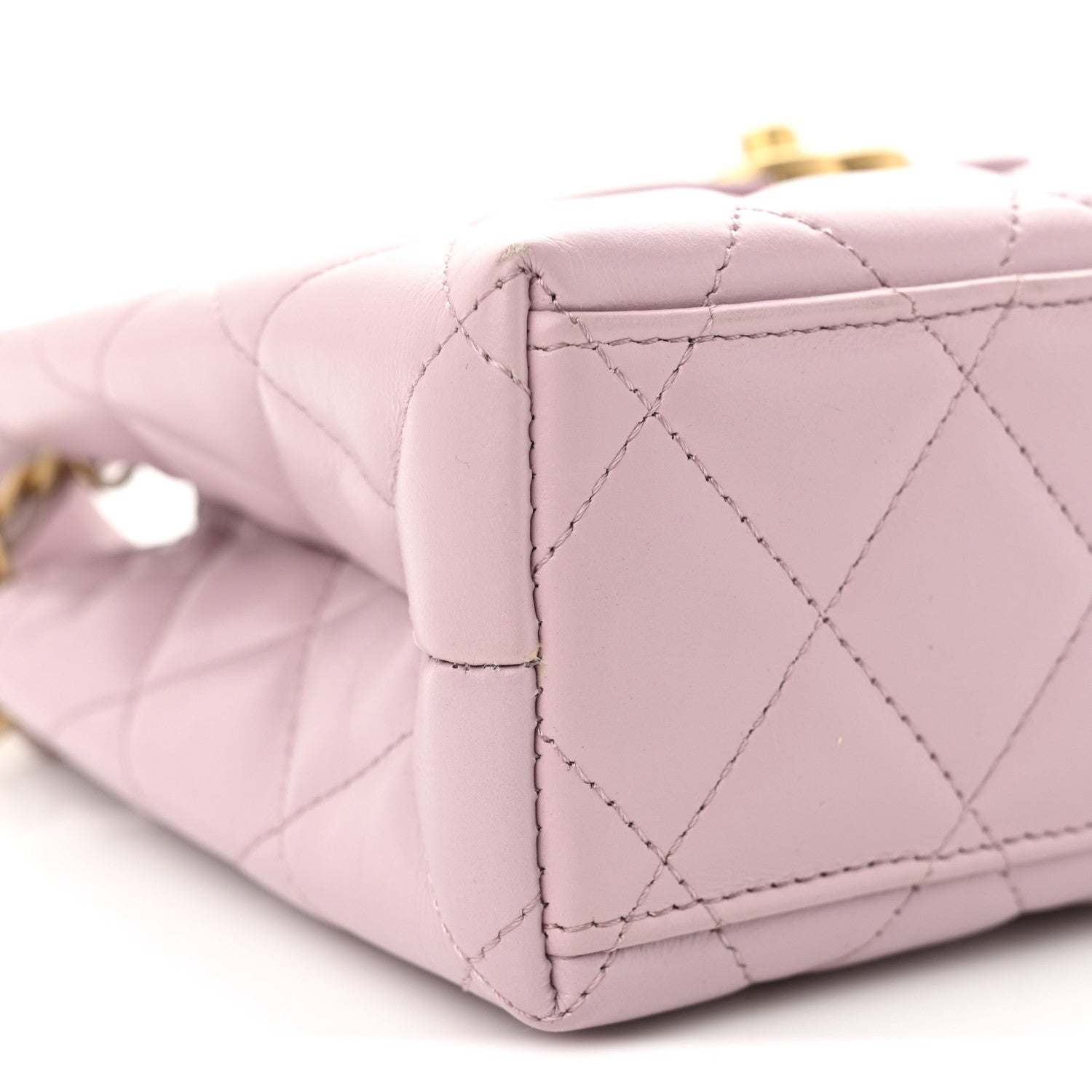 Shiny Aged Calfskin Quilted Nano Kelly Shopper Light Pink