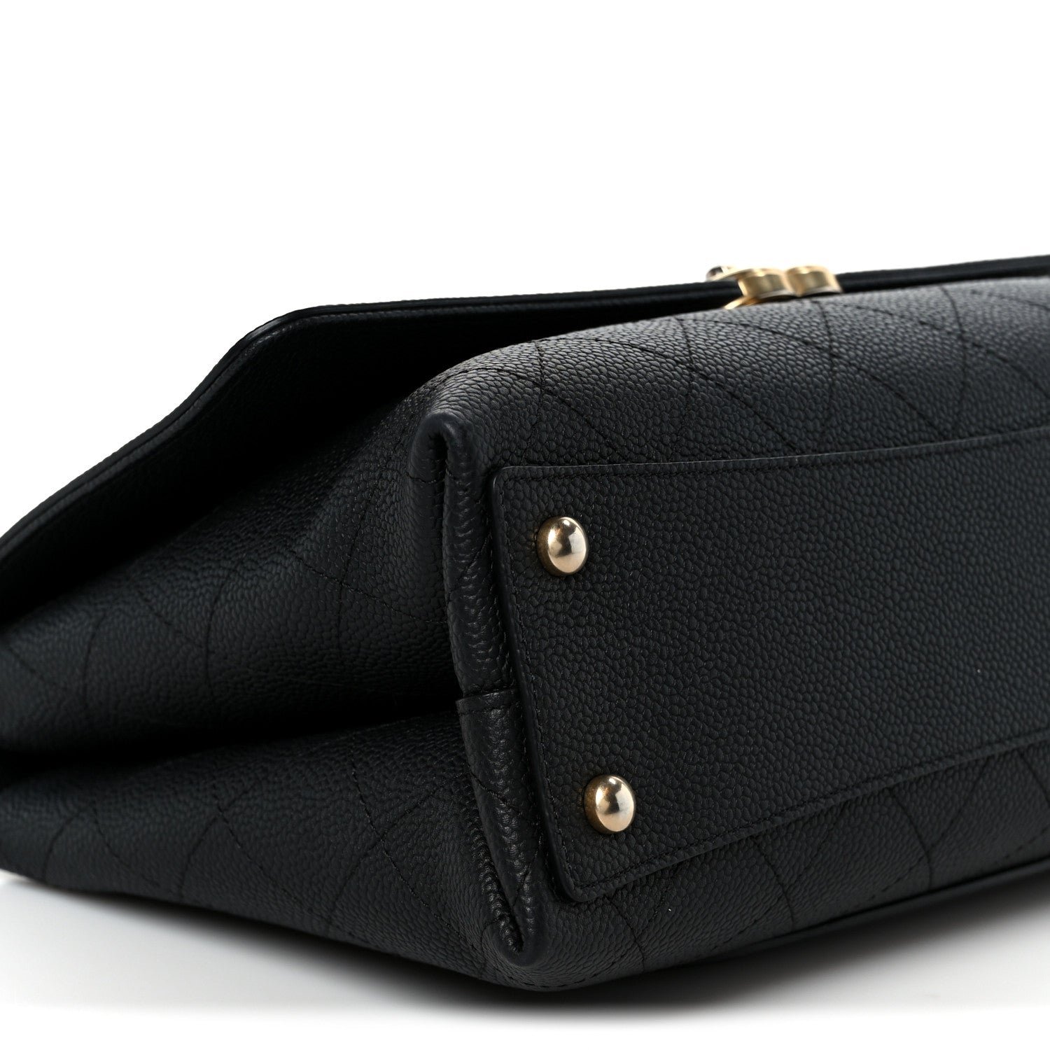 Grained Calfskin Stitched Flap Black