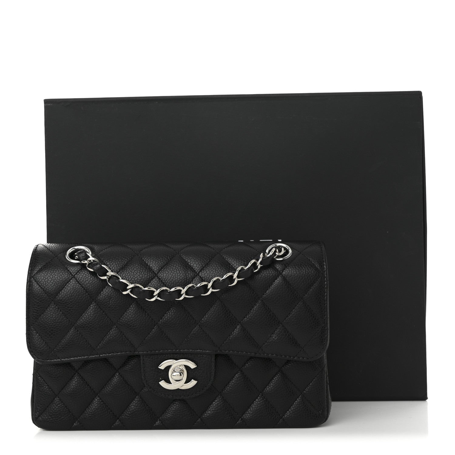 Caviar Quilted Small Double Flap Black
