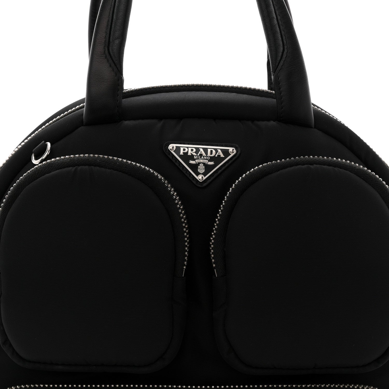 Tessuto Nylon Pocket Cargo Top Handle Bag Black Fuoco