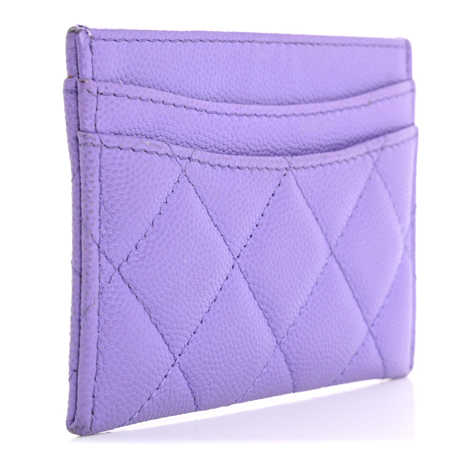 Caviar Quilted Card Holder Purple