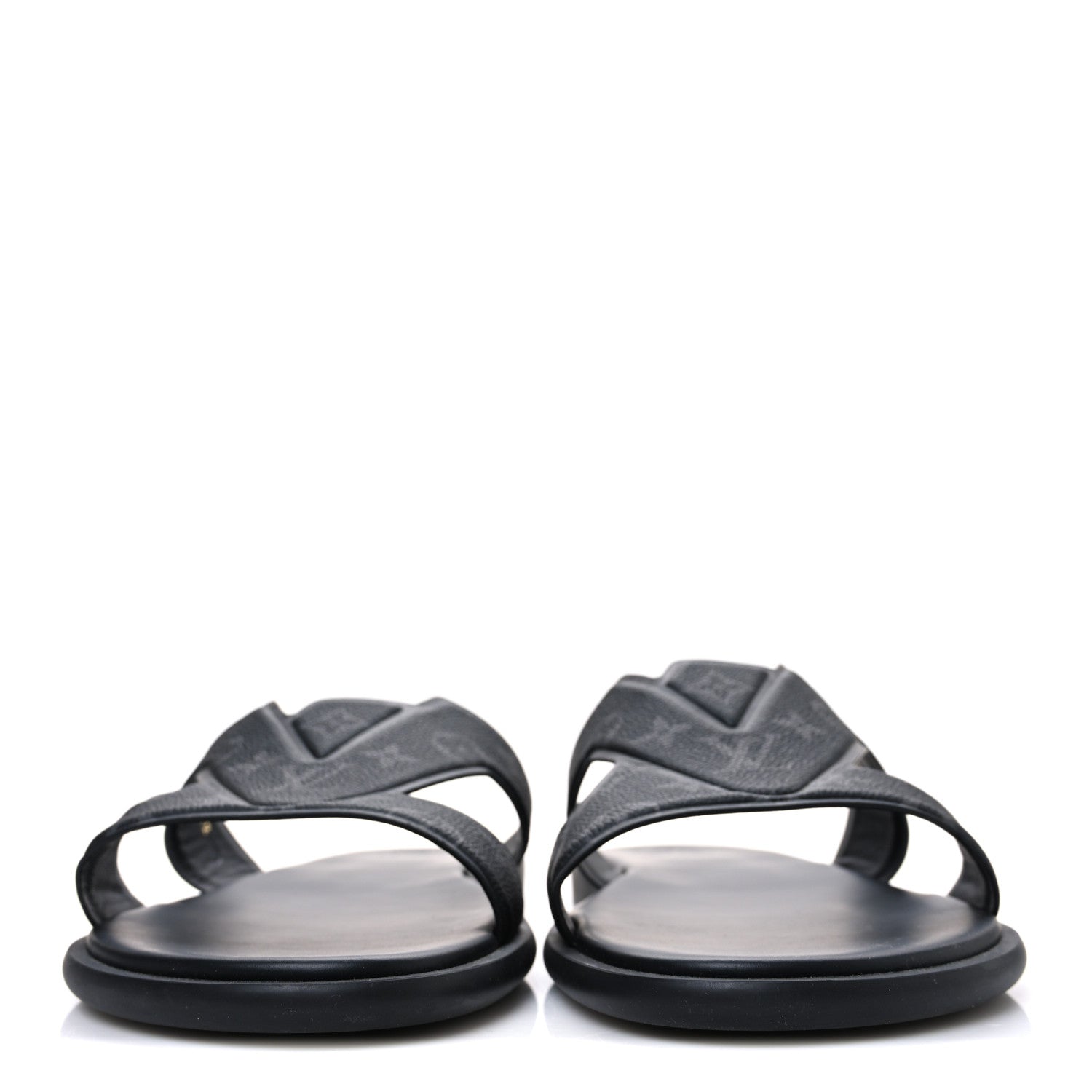 Monogram Eclipse Calfskin Mens LV Oasis Mules 12 Black