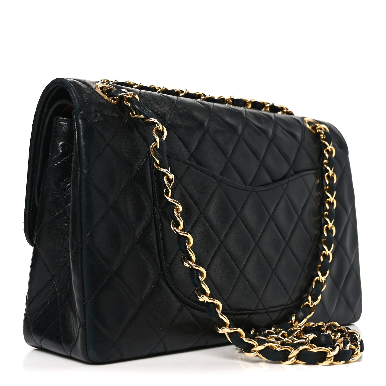 Lambskin Quilted Medium Double Flap Black