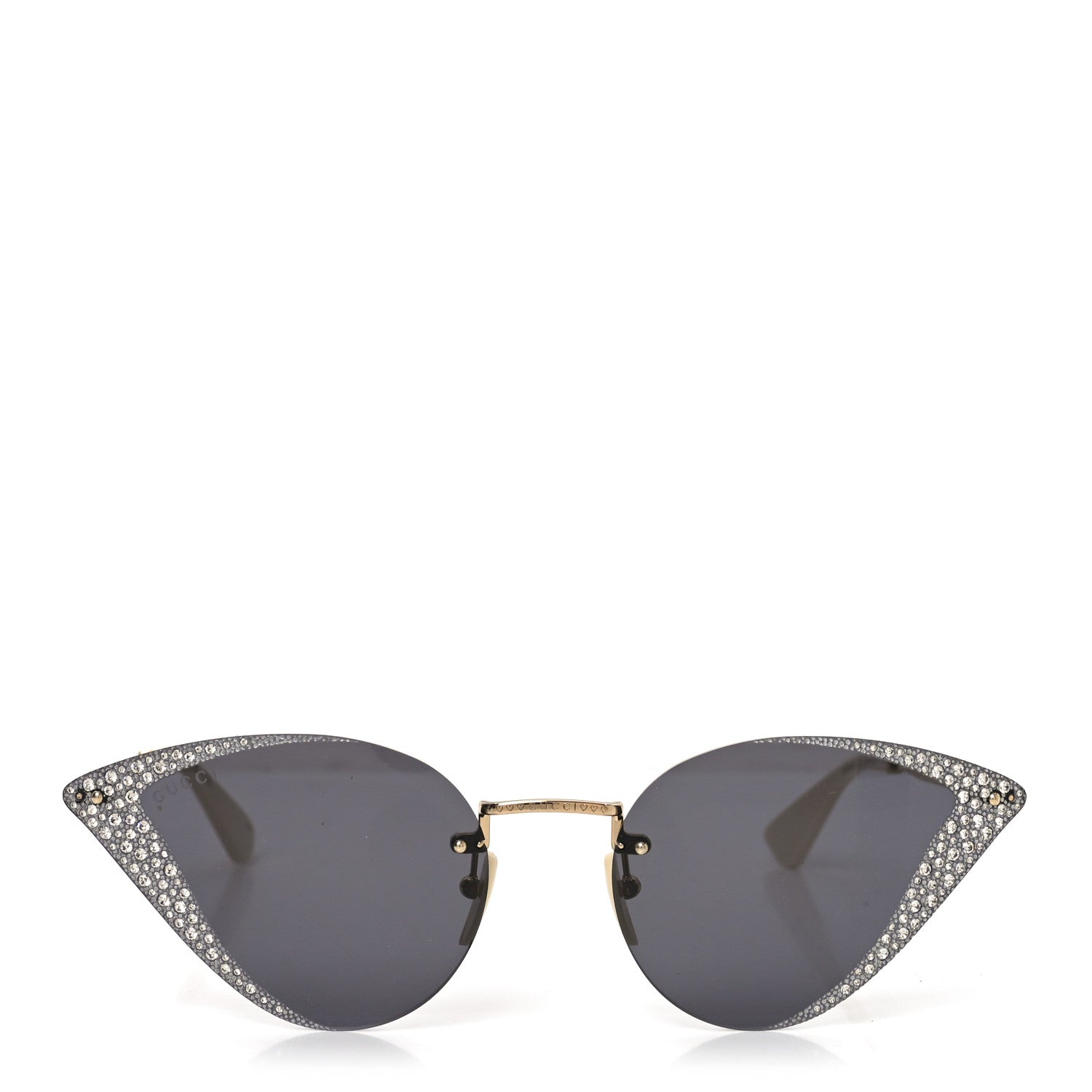Metal Crystal Geometrical Frame Sunglasses GG0898S Silver Gold