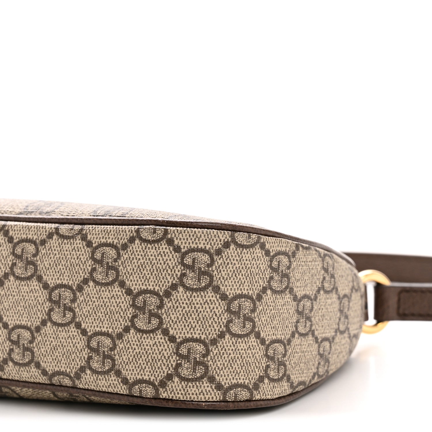 GG Supreme Monogram Textured Dollar Calfskin Small Ophidia Hobo Beige Ebony New Acero