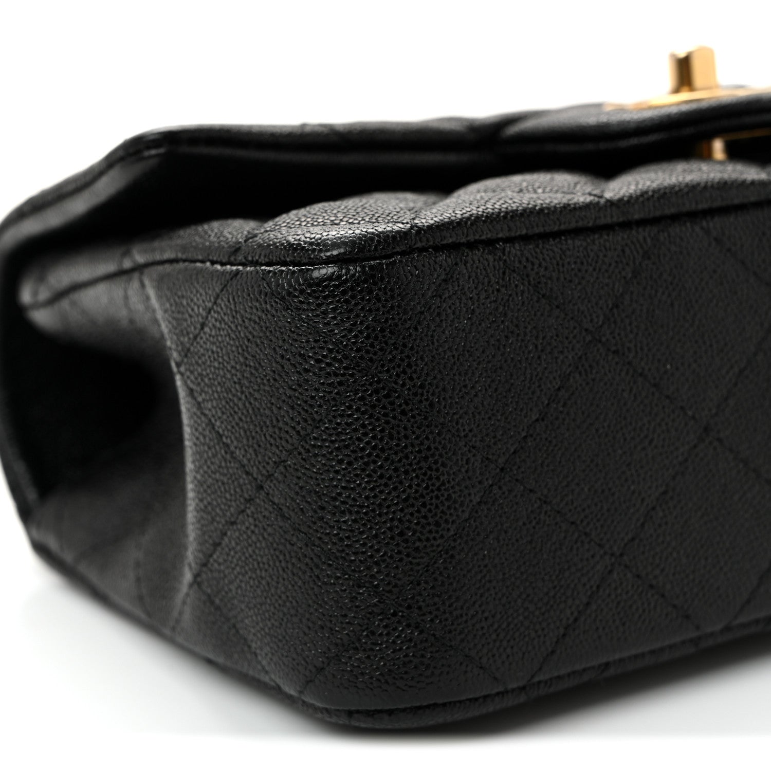 Caviar Quilted Mini Top Handle Rectangular Flap Black