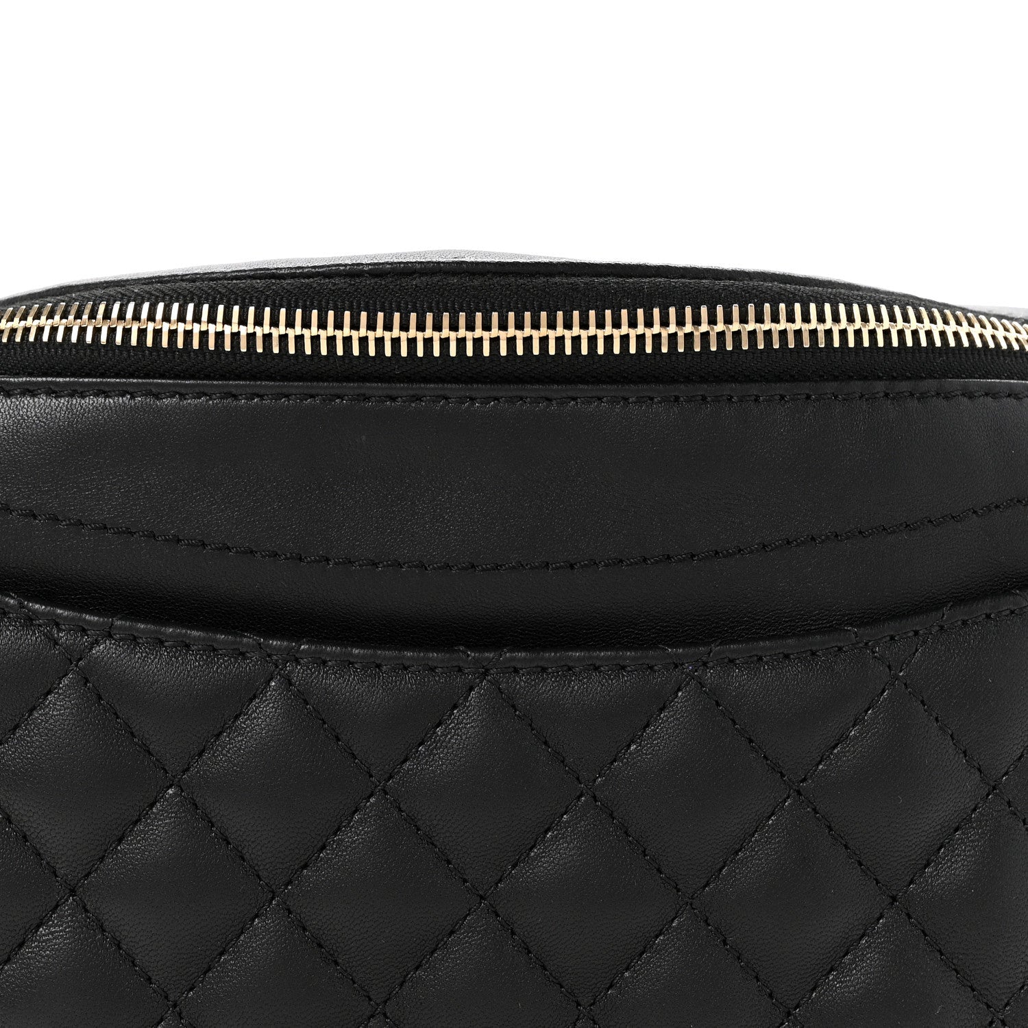 Lambskin Quilted Waist Bag Fanny Pack Black