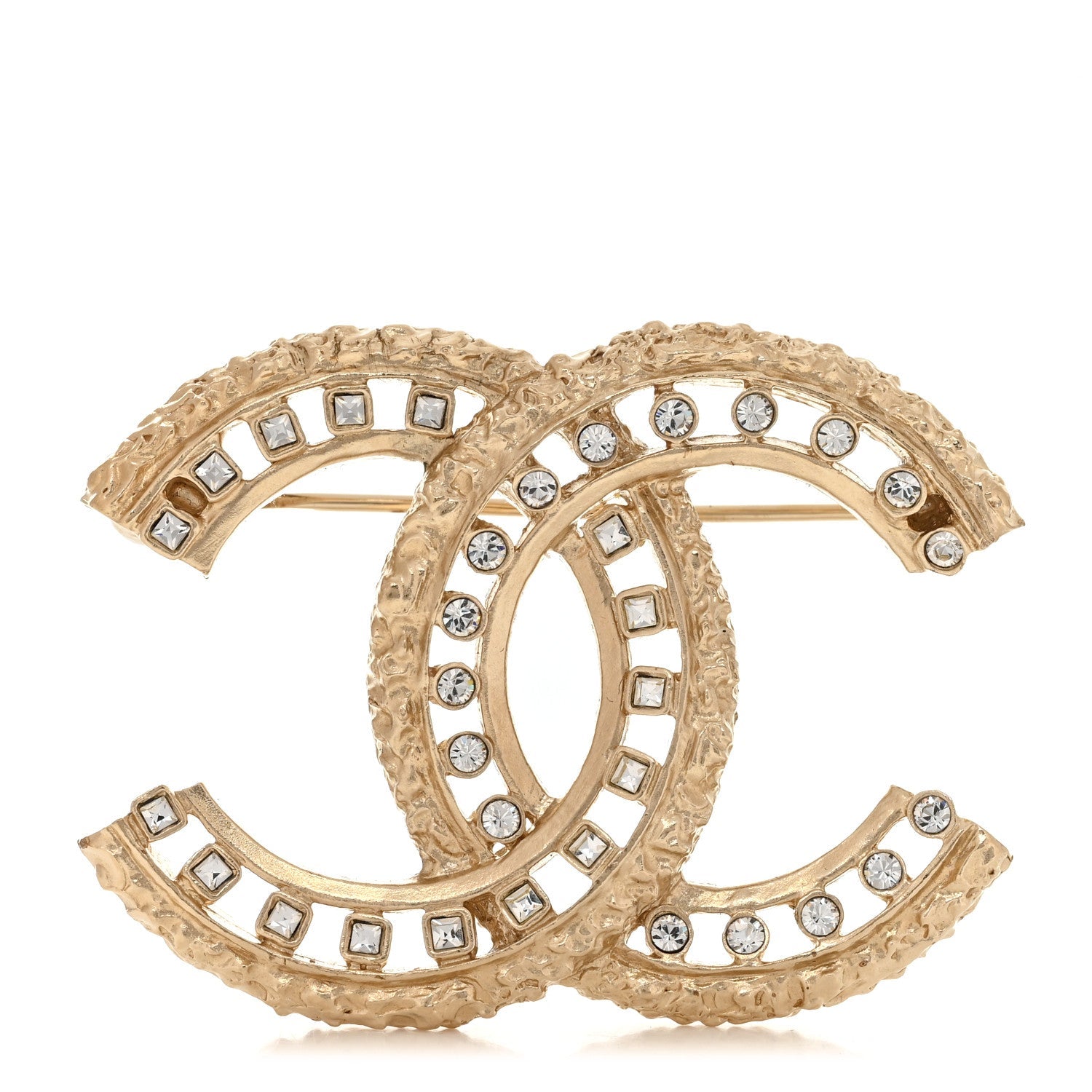 Crystal CC Brooch Gold