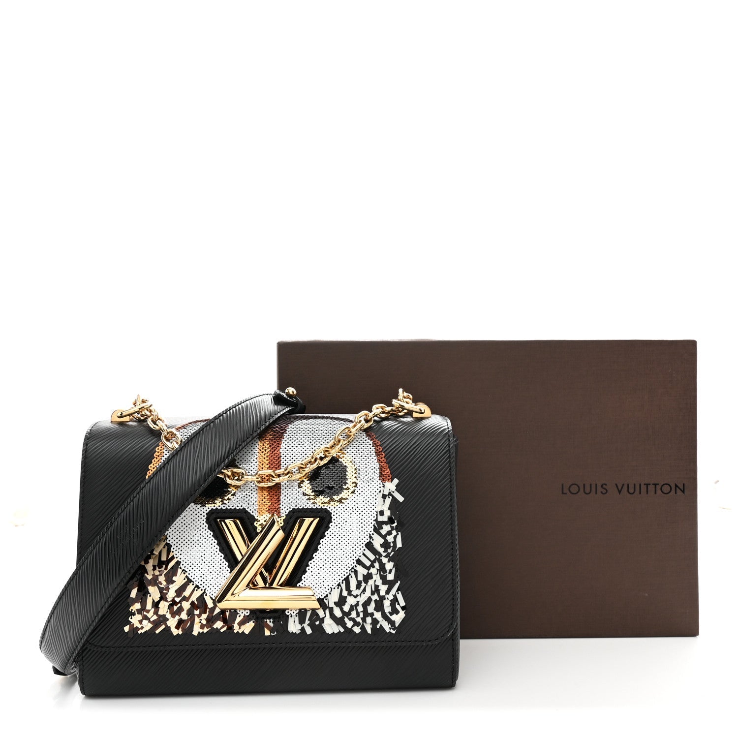Epi Sequins Twist Shoulder Bag MM Black