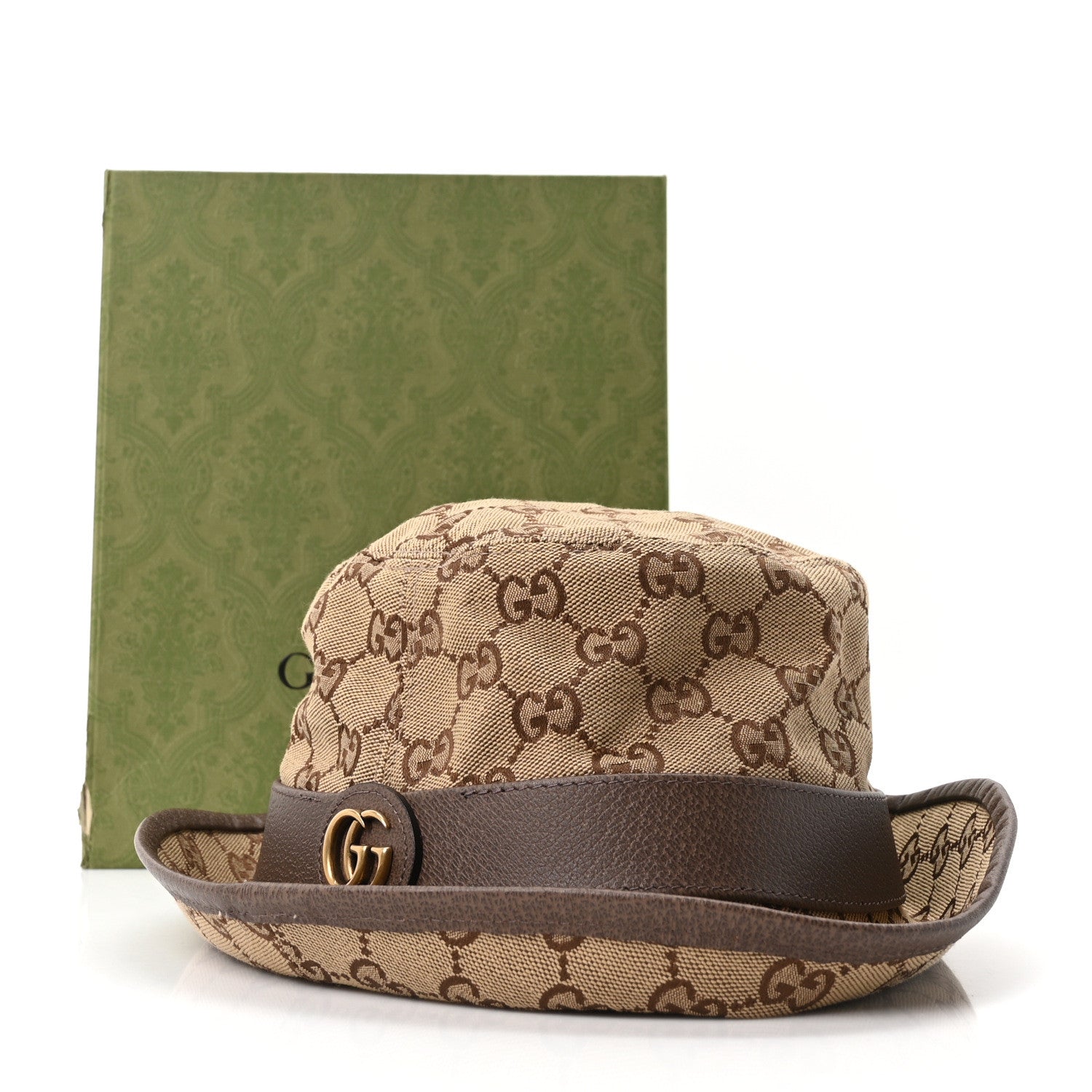 Monogram Textured Dollar Calfskin GG Jago Bucket Hat M Cacao Beige