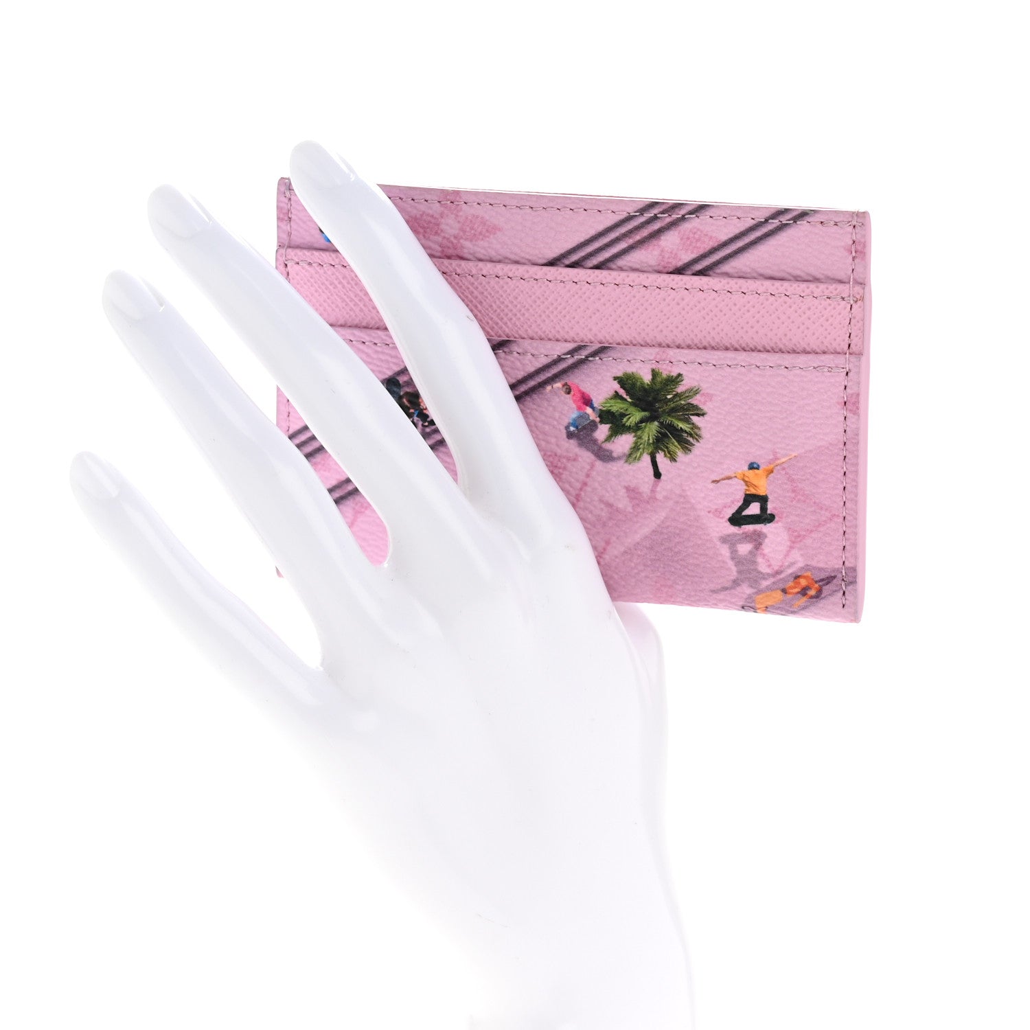 Monogram Double Card Holder Pink