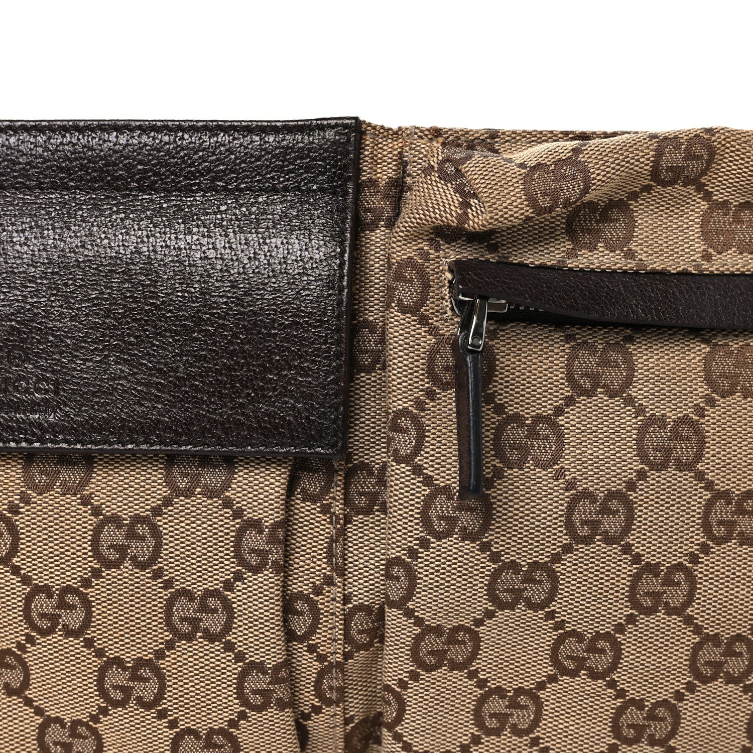 GG Monogram Web Double Pocket Belt Bag Dark Brown