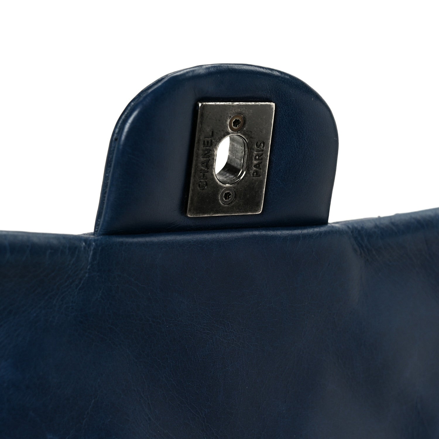 Glazed Calfskin Quilted Medium Coco Soft Flap Navy
