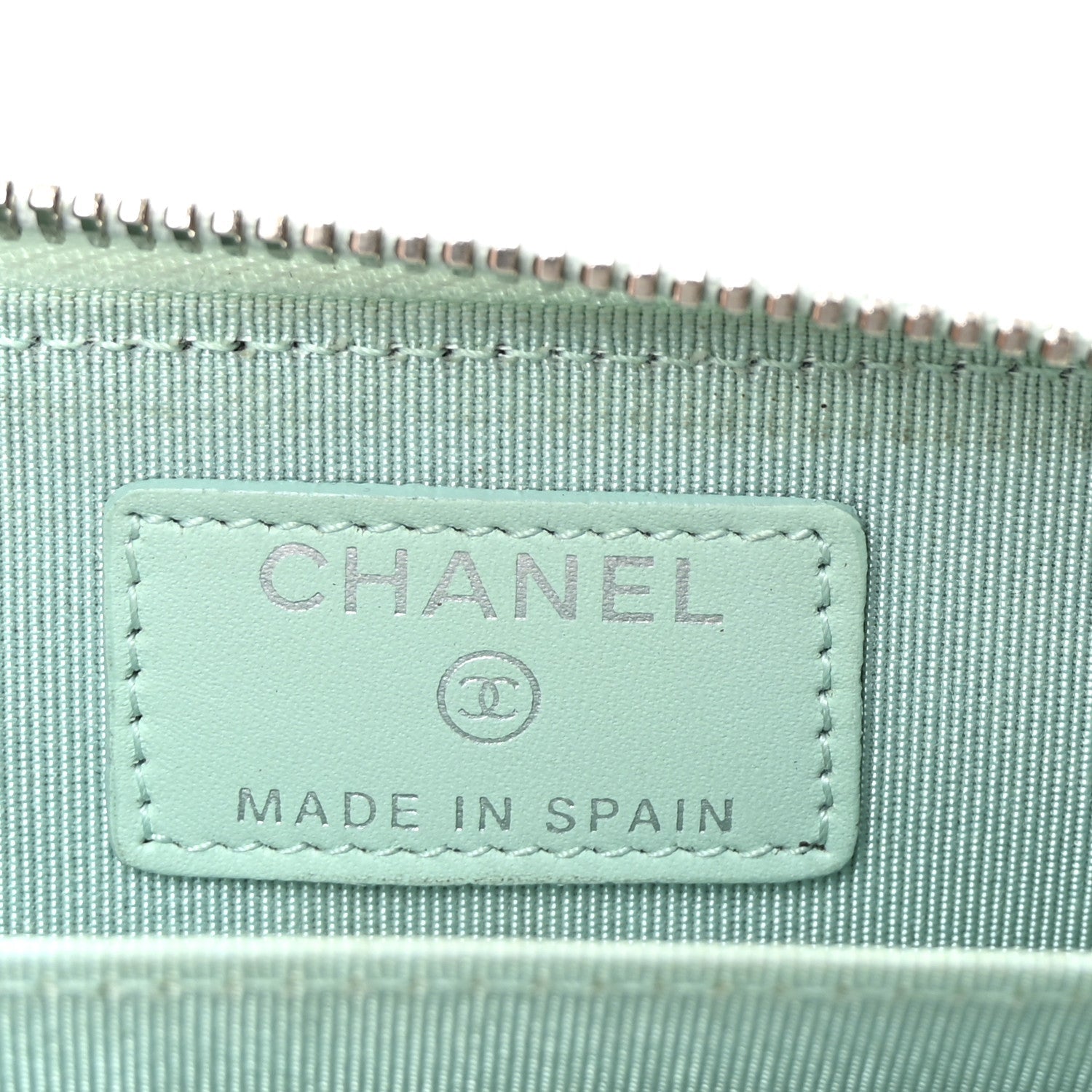 Patent Calfskin Quilted Zip Coin Purse Light Green