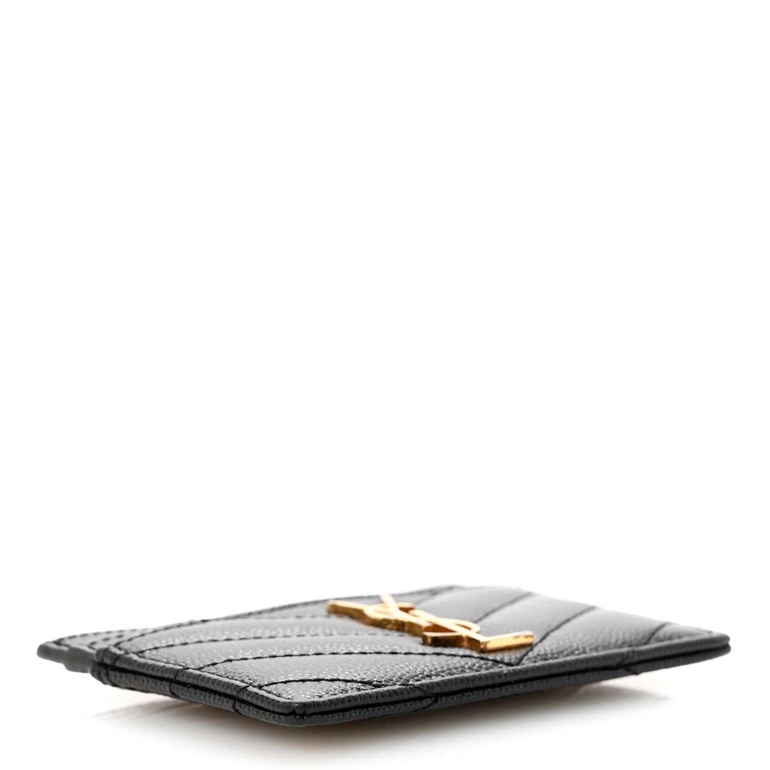 Grain De Poudre Matelasse Chevron Monogram Credit Card Case Black