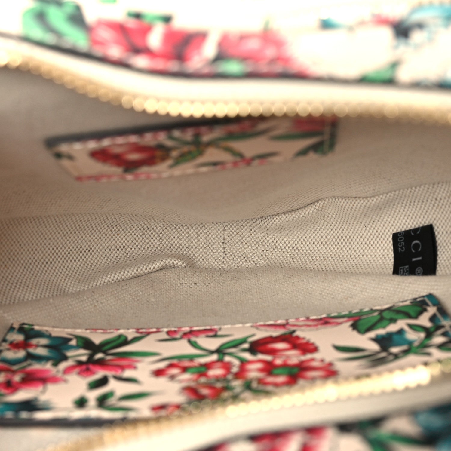 Calfskin Matelasse Diagonal Brit Roses Print Mini Interlocking G Heart Shoulder Bag  White Multicolor
