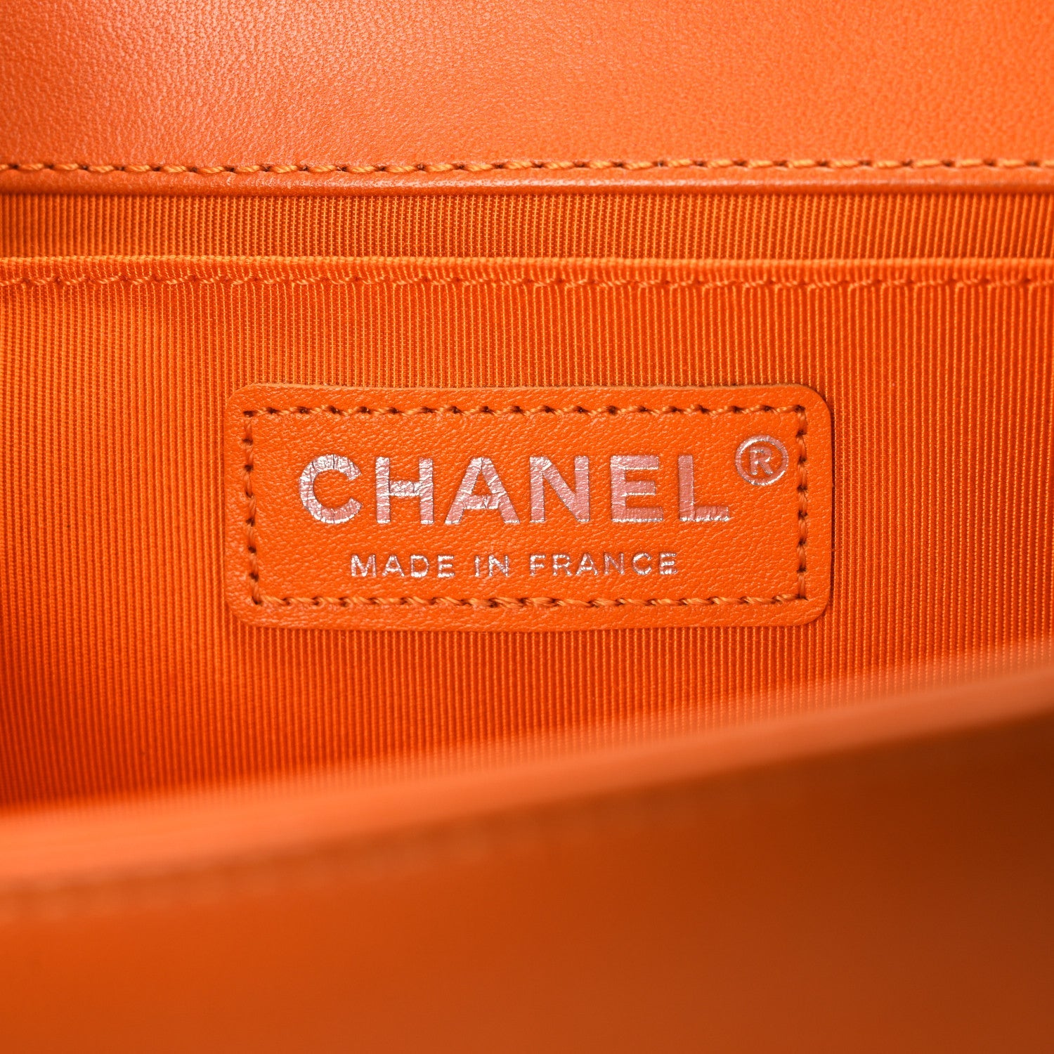 Lambskin Quilted Medium Boy Flap Orange