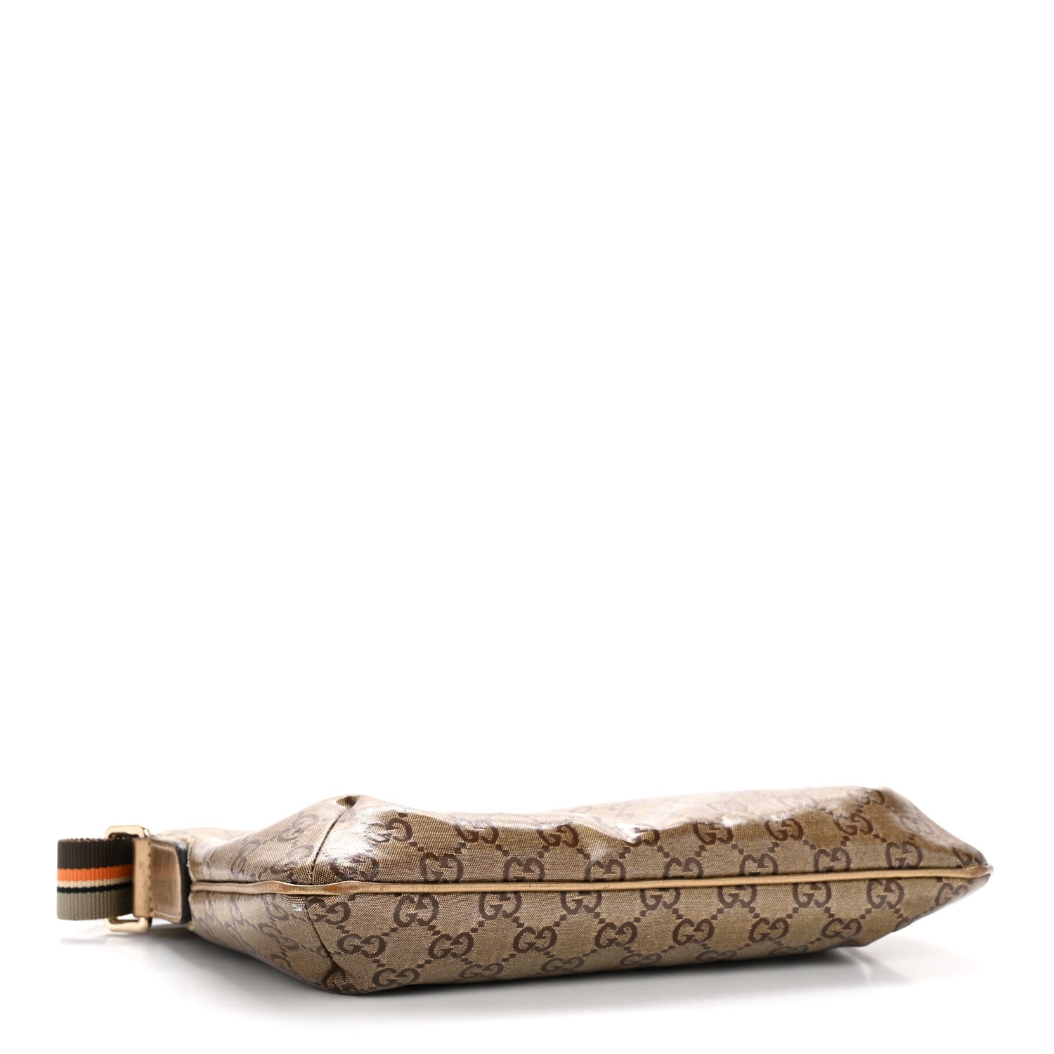 Crystal Monogram Web Small Flat Messenger Crossbody Bronze