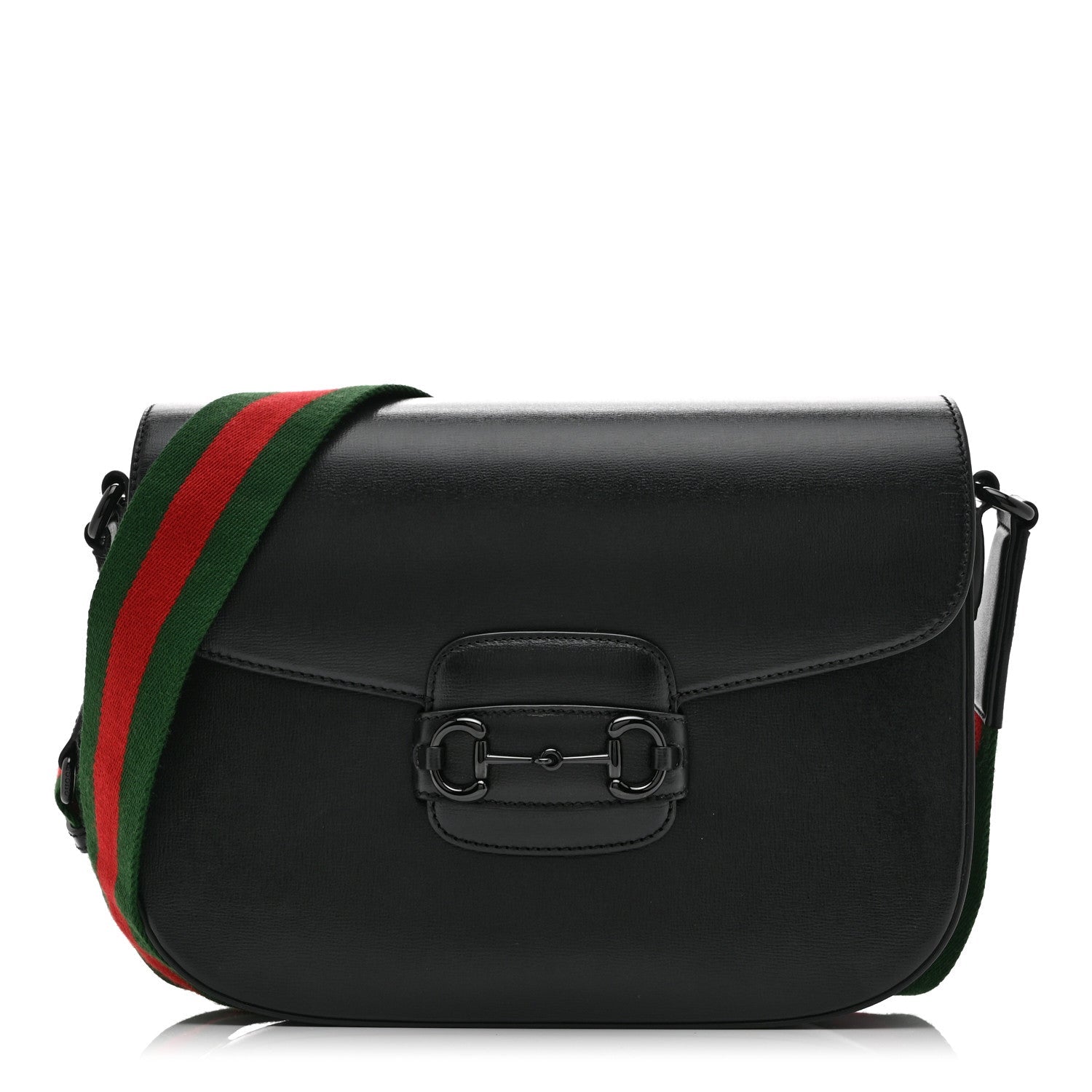 Azalea Calfskin Web Monochrome Horsebit 1955 Shoulder Bag Black