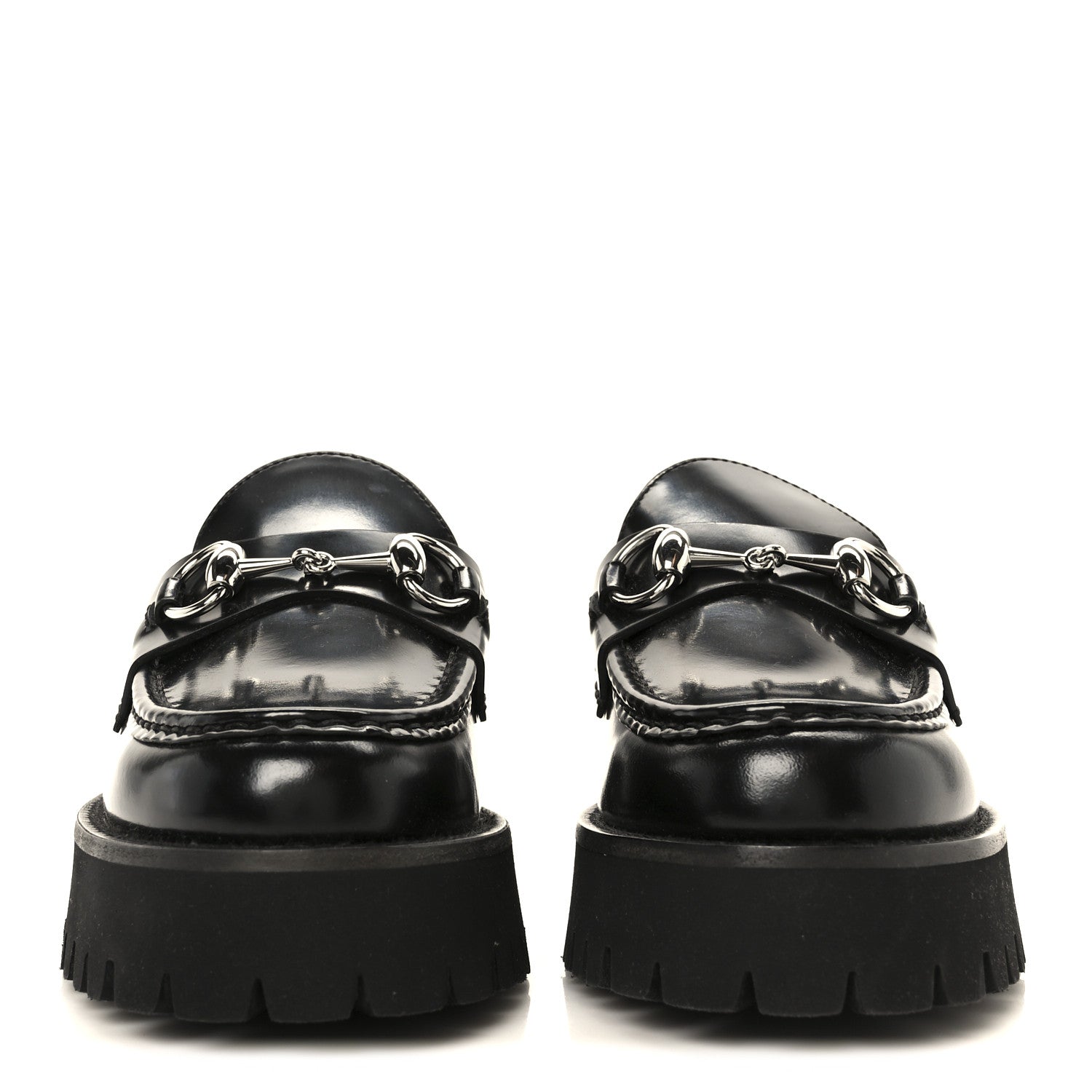 Cordovan Lux Womens Horsebit 45mm Platform Loafers 36 Black