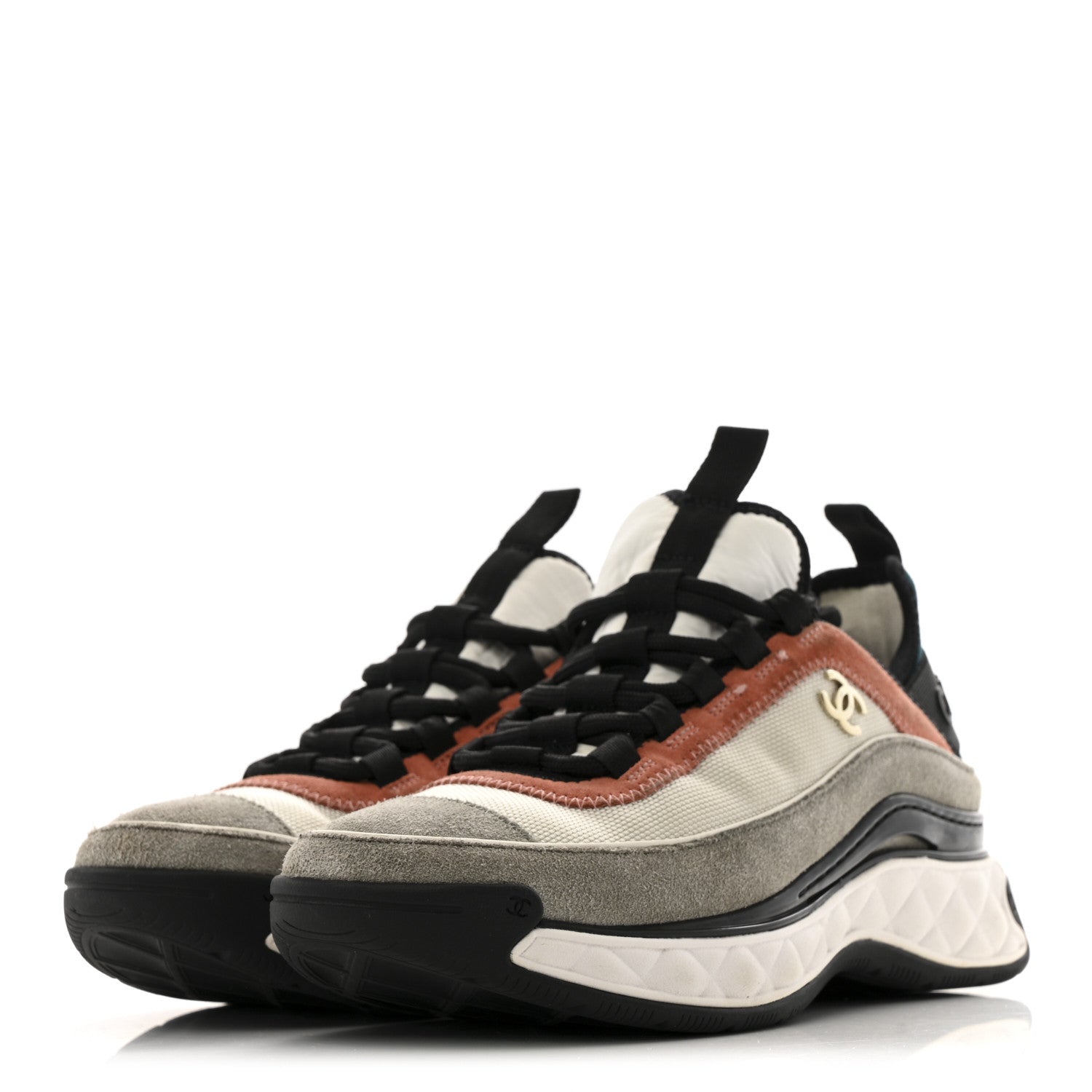 Fabric Suede CC Sneakers 37 White Light Grey Pink