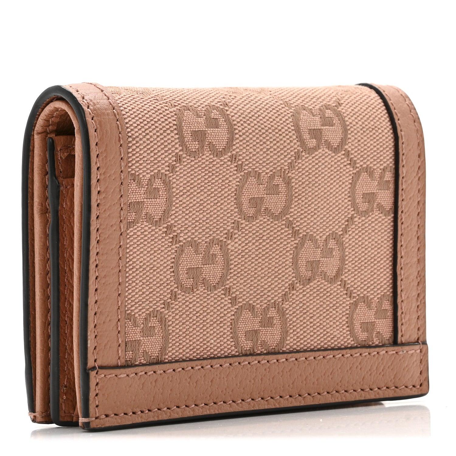 Monogram Textured Dollar Calfskin Card Case Cloche Rose Pink