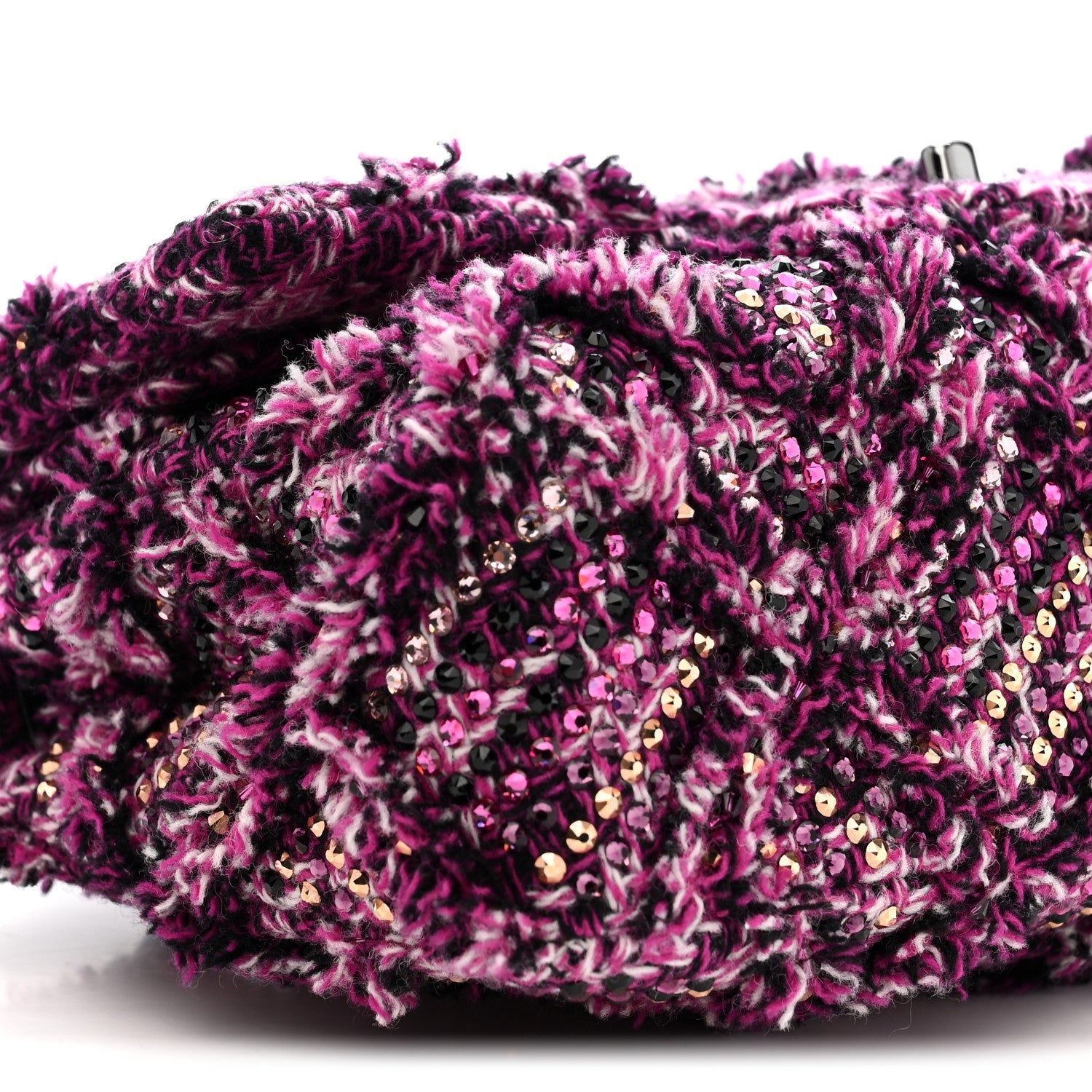 Crystal Tweed Quilted Medium Double Flap Purple Multicolor