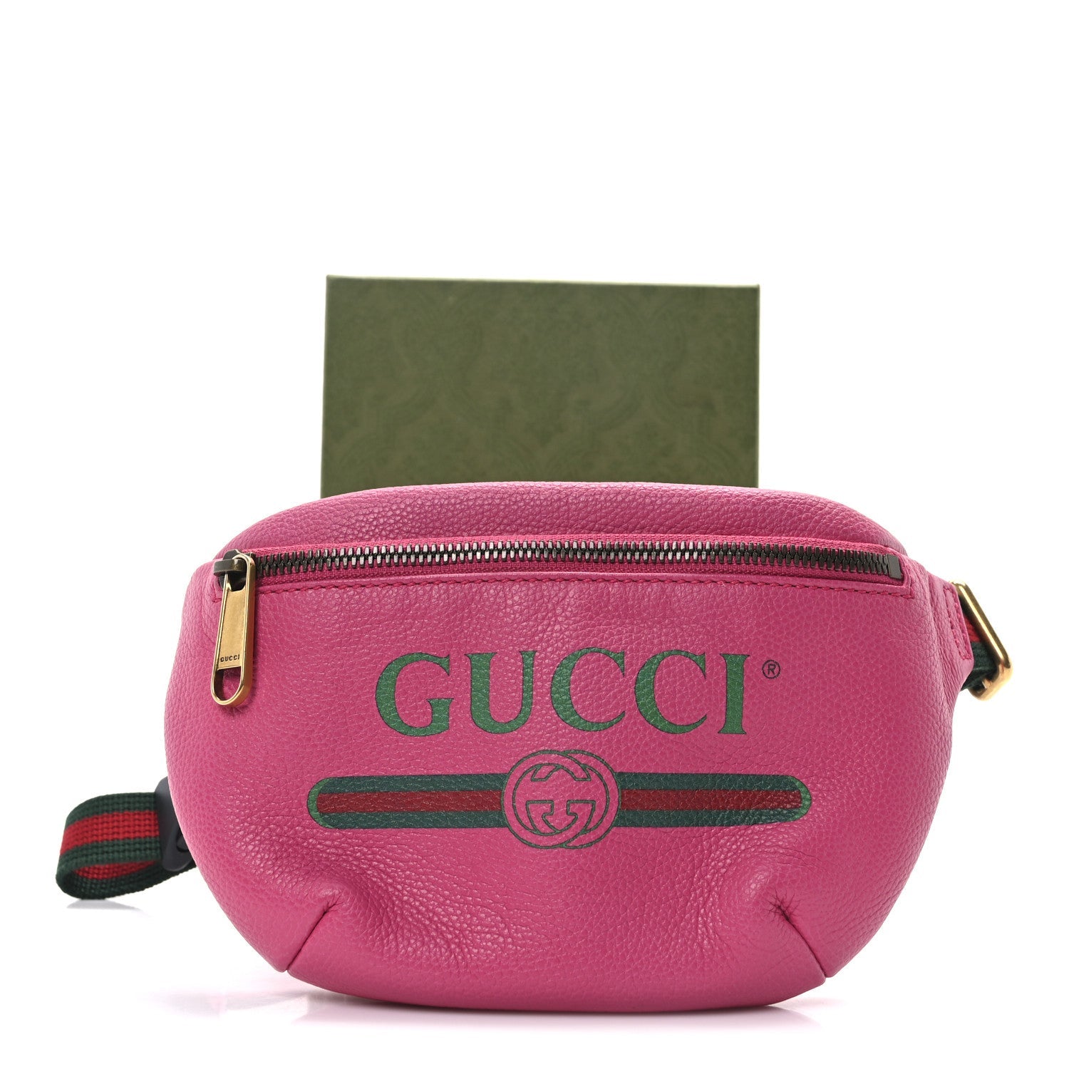 Grained Calfskin Small Logo Belt Bag Box Pink Green