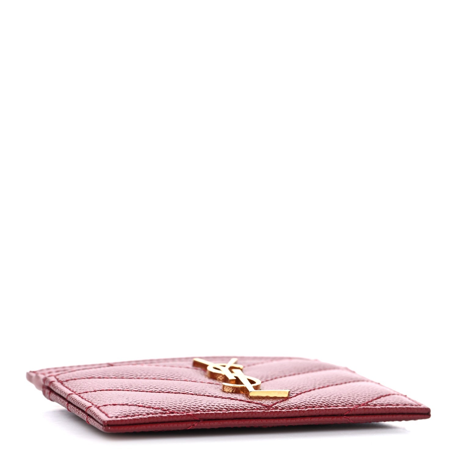 Grain De Poudre Matelasse Chevron Monogram Credit Card Case Palissandre
