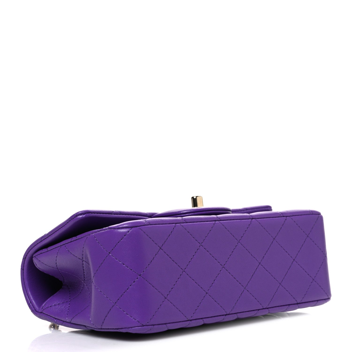 Lambskin Quilted Mini Top Handle Rectangular Flap Dark Purple