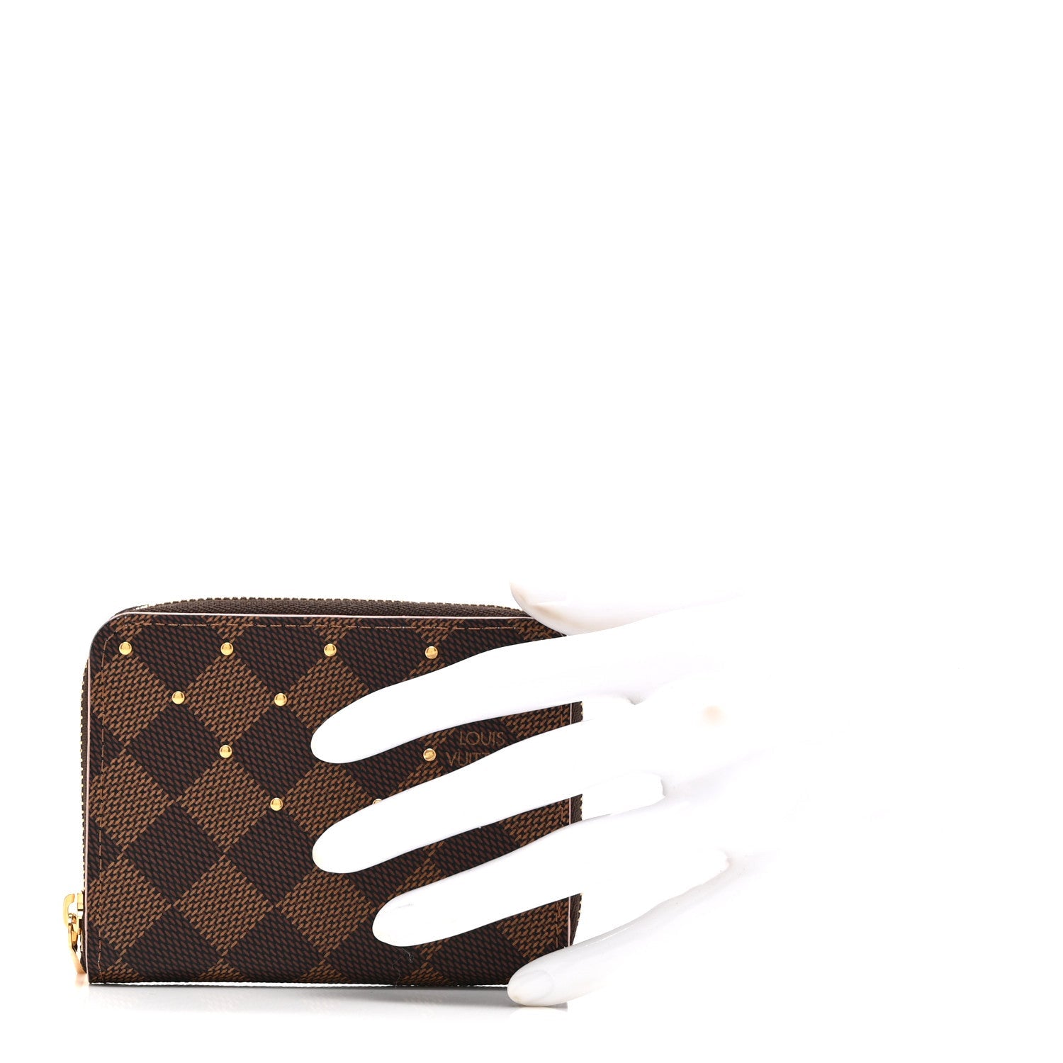 Damier Ebene Studded Zippy Coin Purse Rose Ballerine